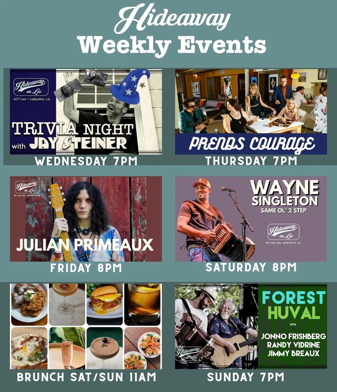 This week at Hideaway on Lee!