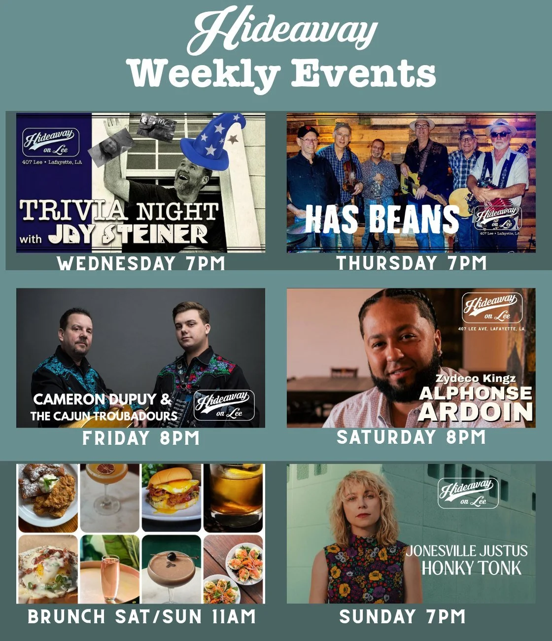 This week at Hideaway on Lee!  Some newcomers to the stage!