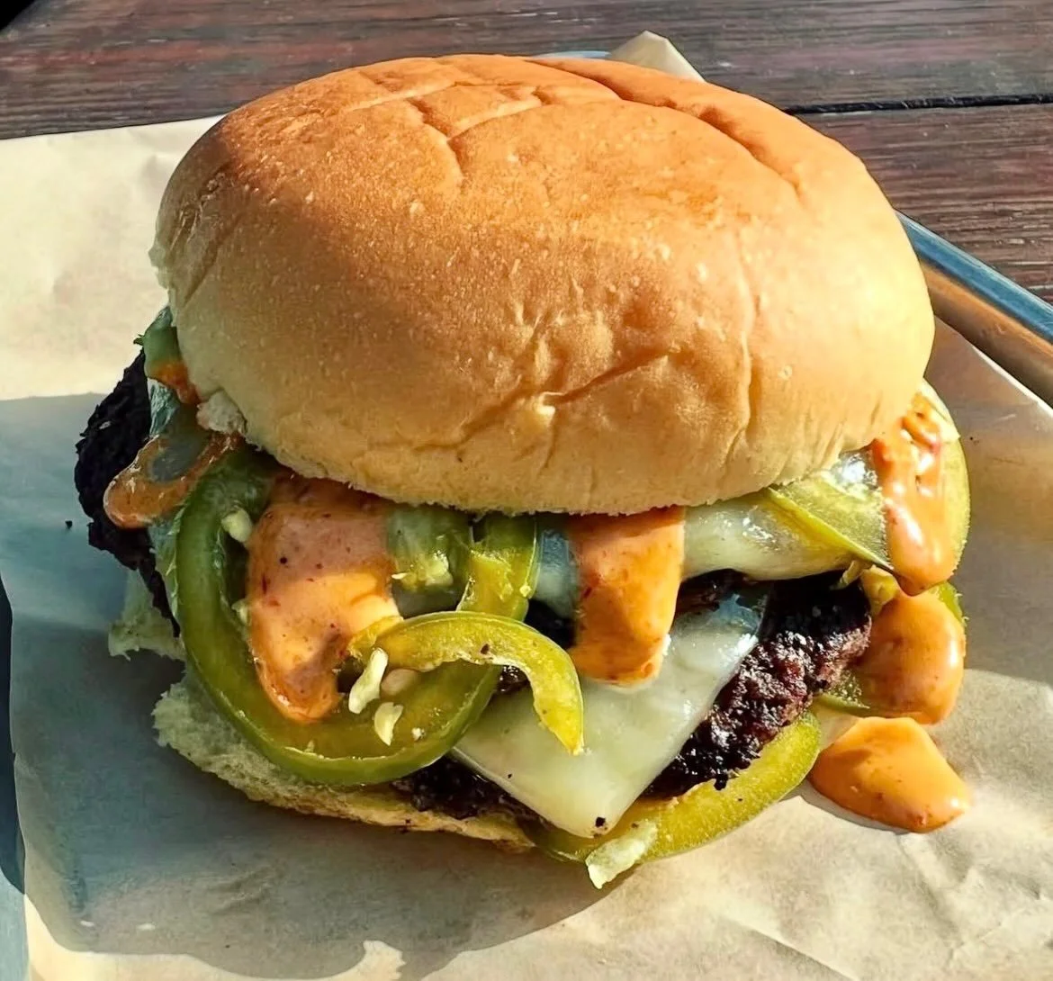Last week!
&ldquo;Hot Burg Summer&rdquo;
Double beef patty, ghost pepper cheese, bread &amp; butter jalape&ntilde;os, Primo&rsquo;s Pepper special sauce on a potato bun