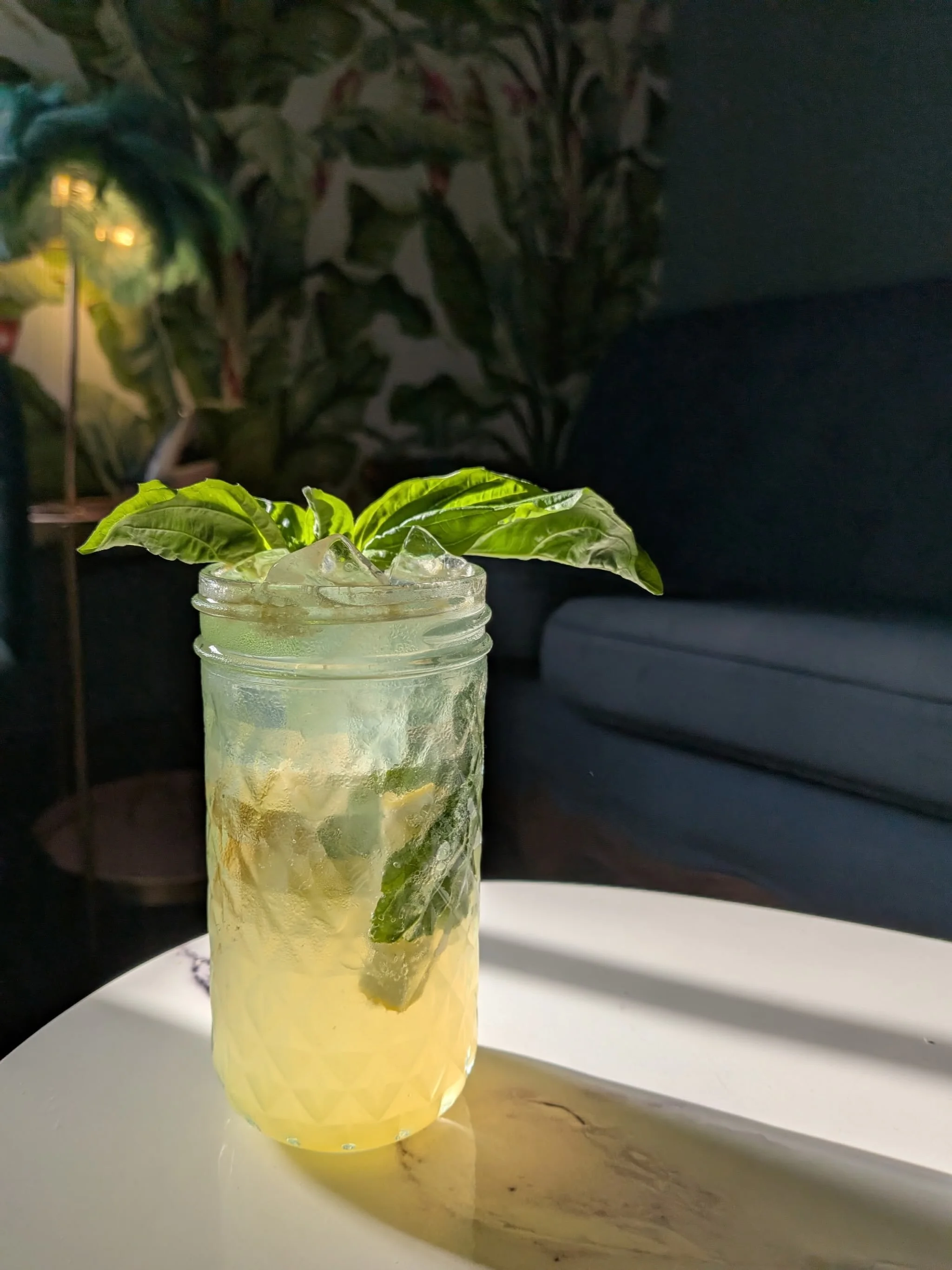 Last but not least, &ldquo;Easy Peachy Lemon Squeezy&rdquo;
Reyka vodka, Peach puree, lemon oleo saccharum, basil, lemon syrup, soda
Can also be made non alcoholic