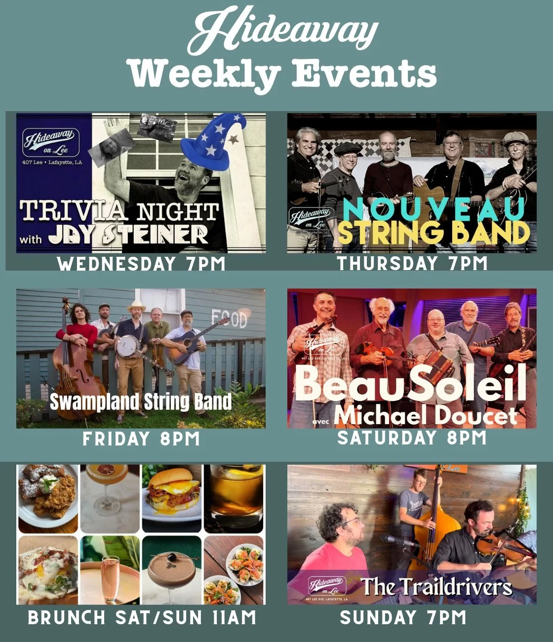 This week at Hideaway on Lee!