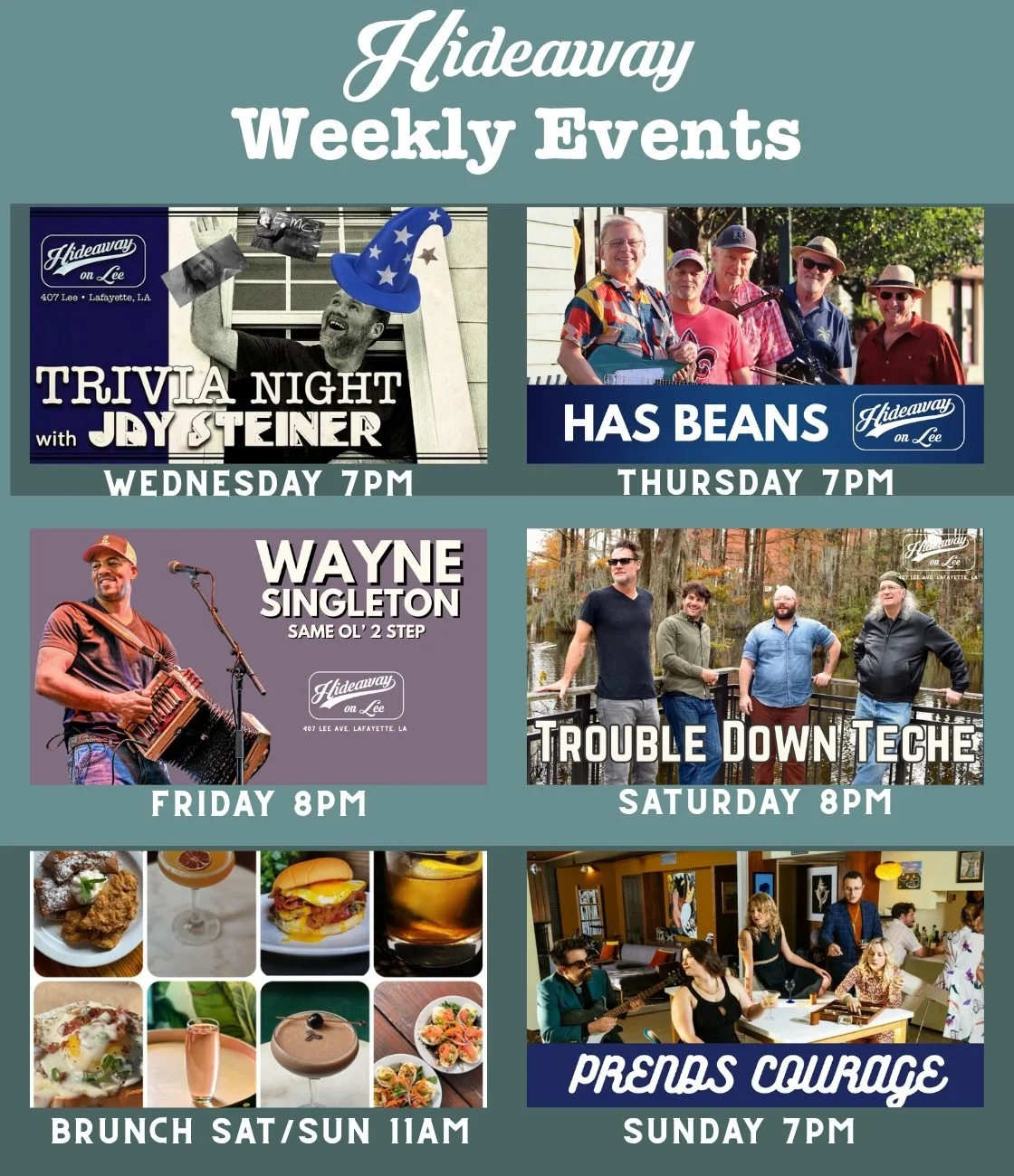 This week at Hideaway on Lee!