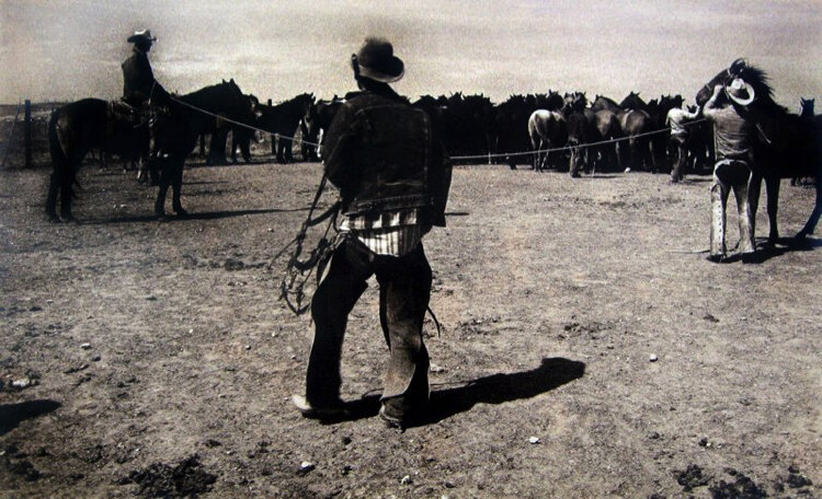Untitled (Cowboys with Rope and Horses), 1973-75