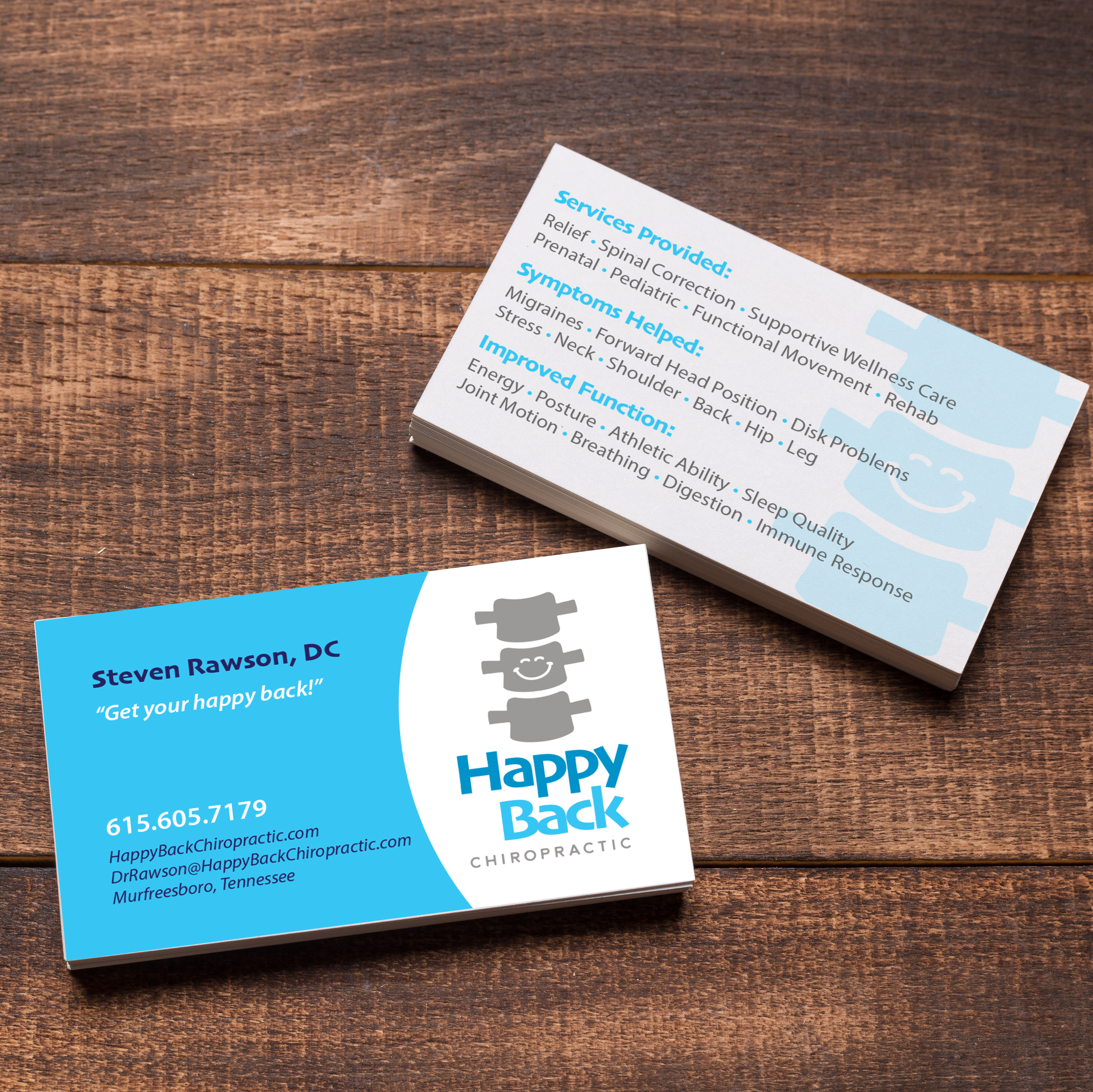 Happy Back Chiropractic Business Cards