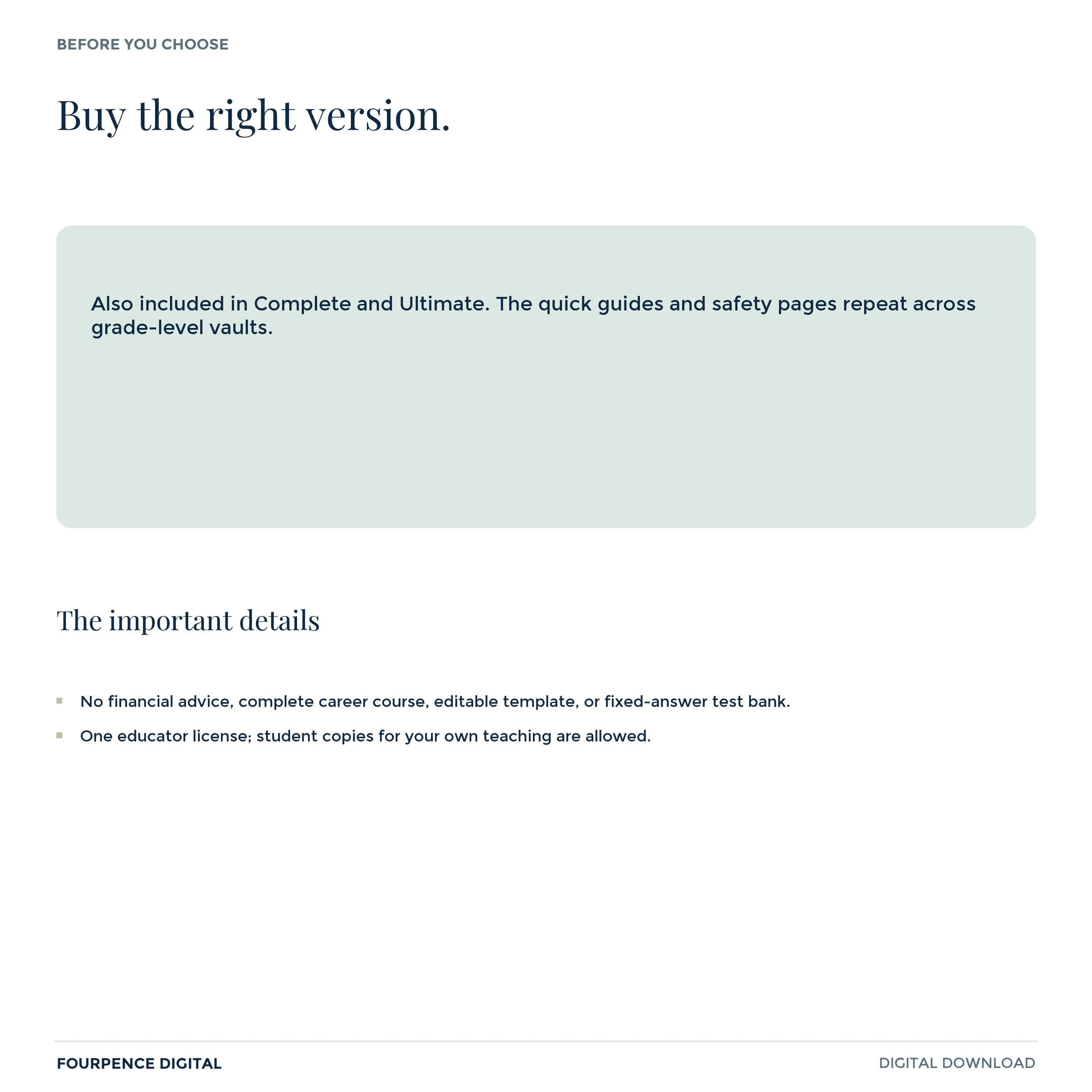 Content-overlap and purchase limitations for High School Emergency Activity Vault.