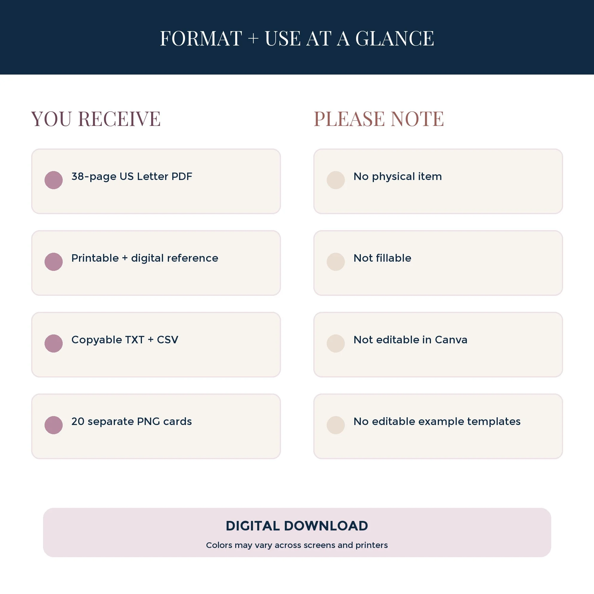 Cottage Garden digital workbook format and use information for screen, print, and compatible PDF annotation.