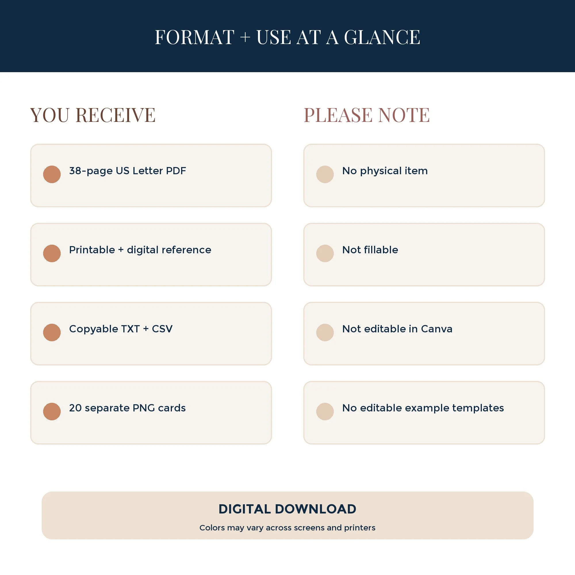 Desert Clay digital workbook format and use information for screen, print, and compatible PDF annotation.