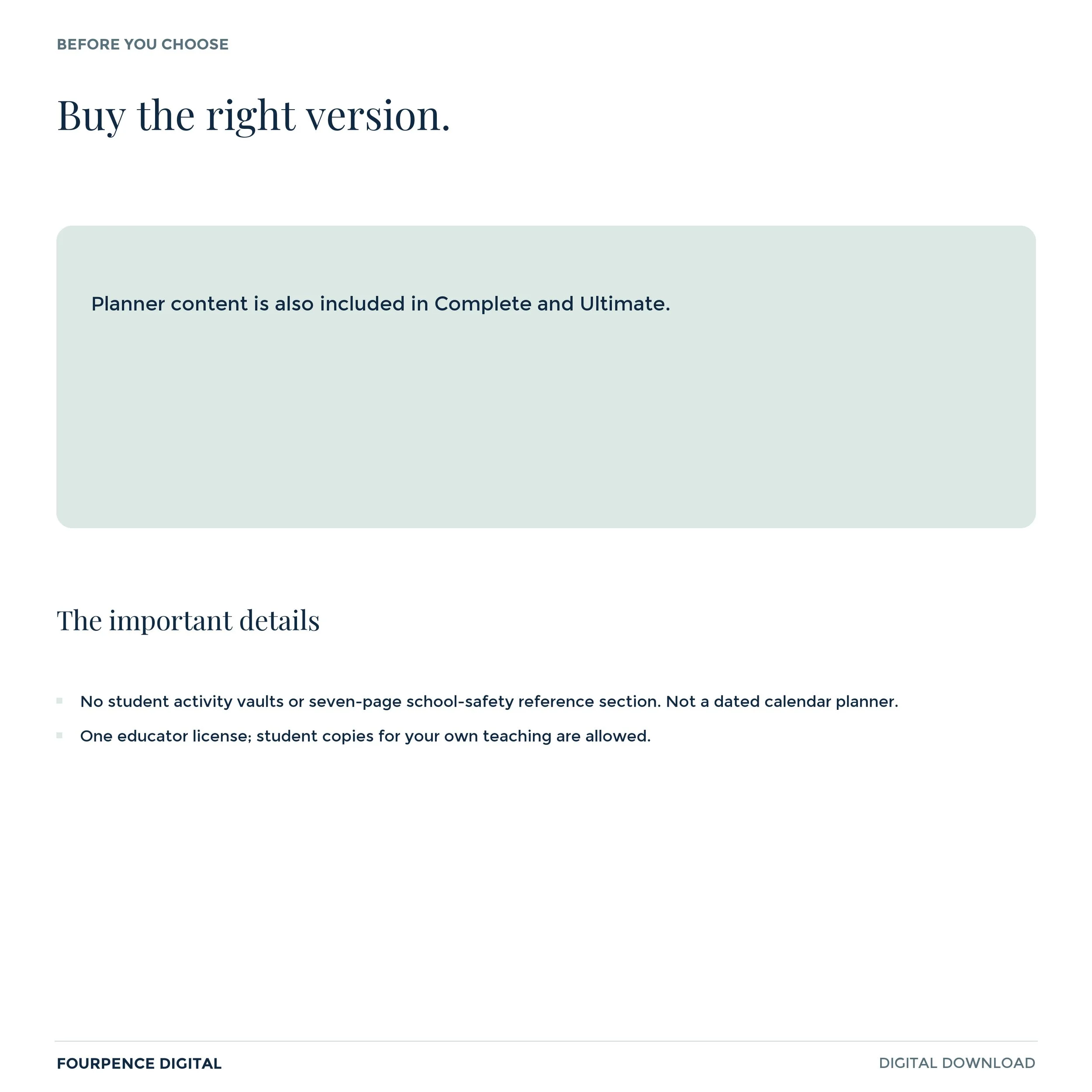 Content-overlap and purchase limitations for Substitute Teacher Planner.