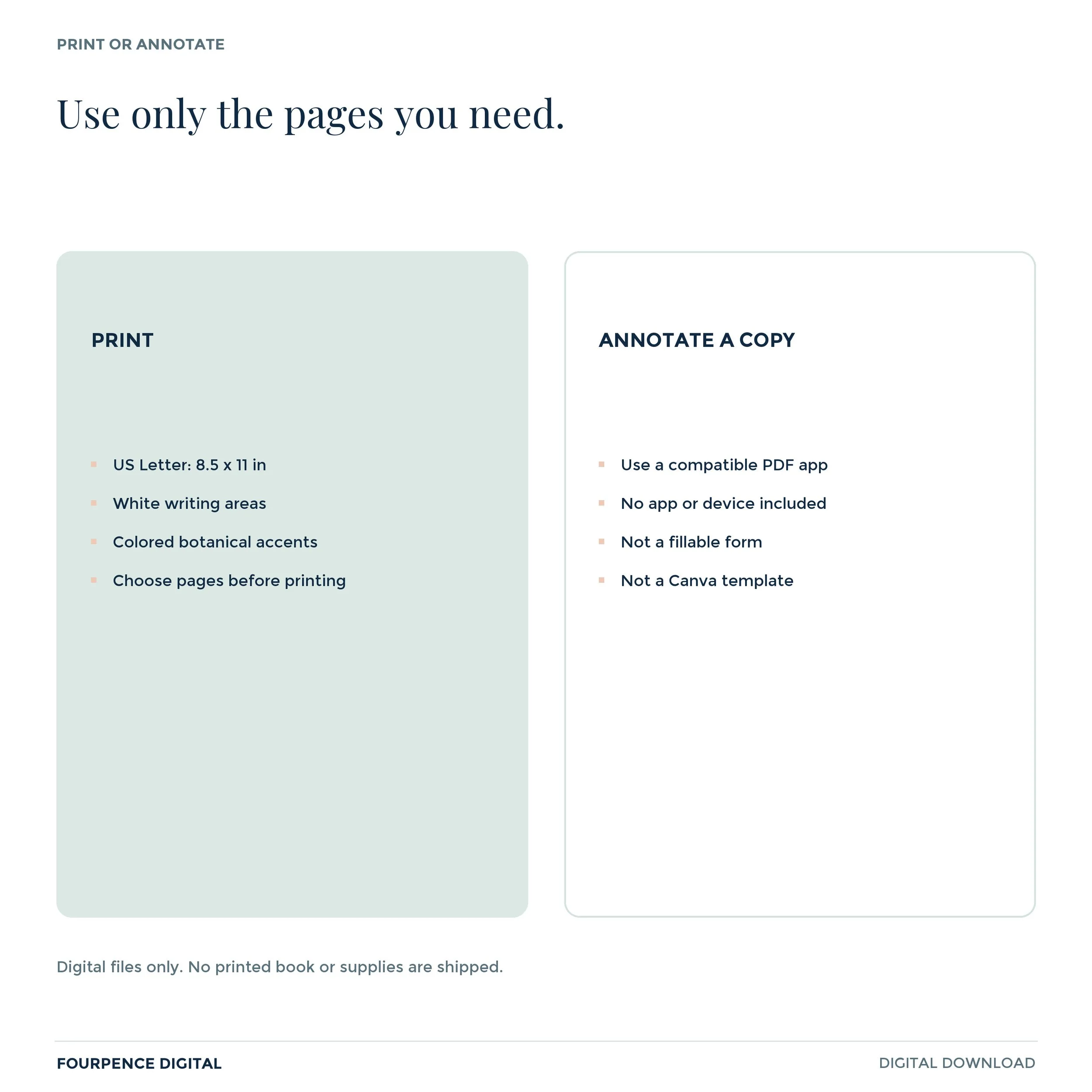 Printing and PDF annotation information for Elementary Emergency Activity Vault; not an editable Canva template or fillable form.