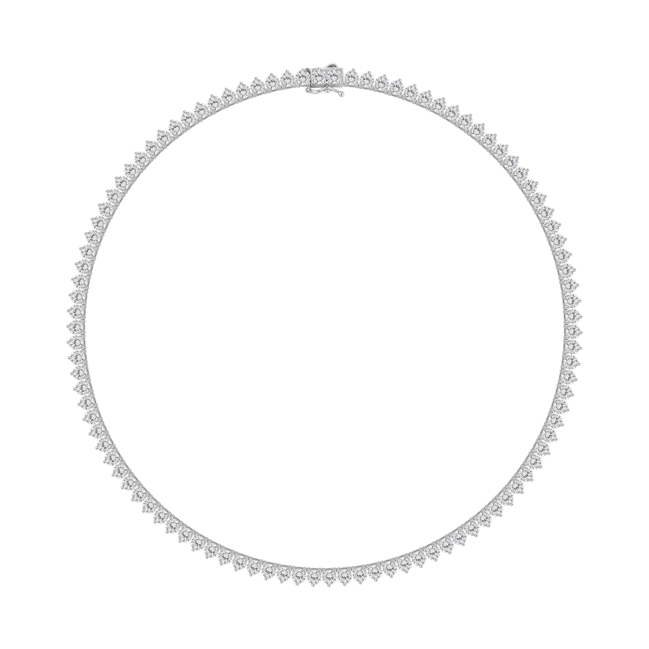 Cubic Zirconia & Platinum Over Sterling Silver 3-Prong, 4mm Tennis Necklace