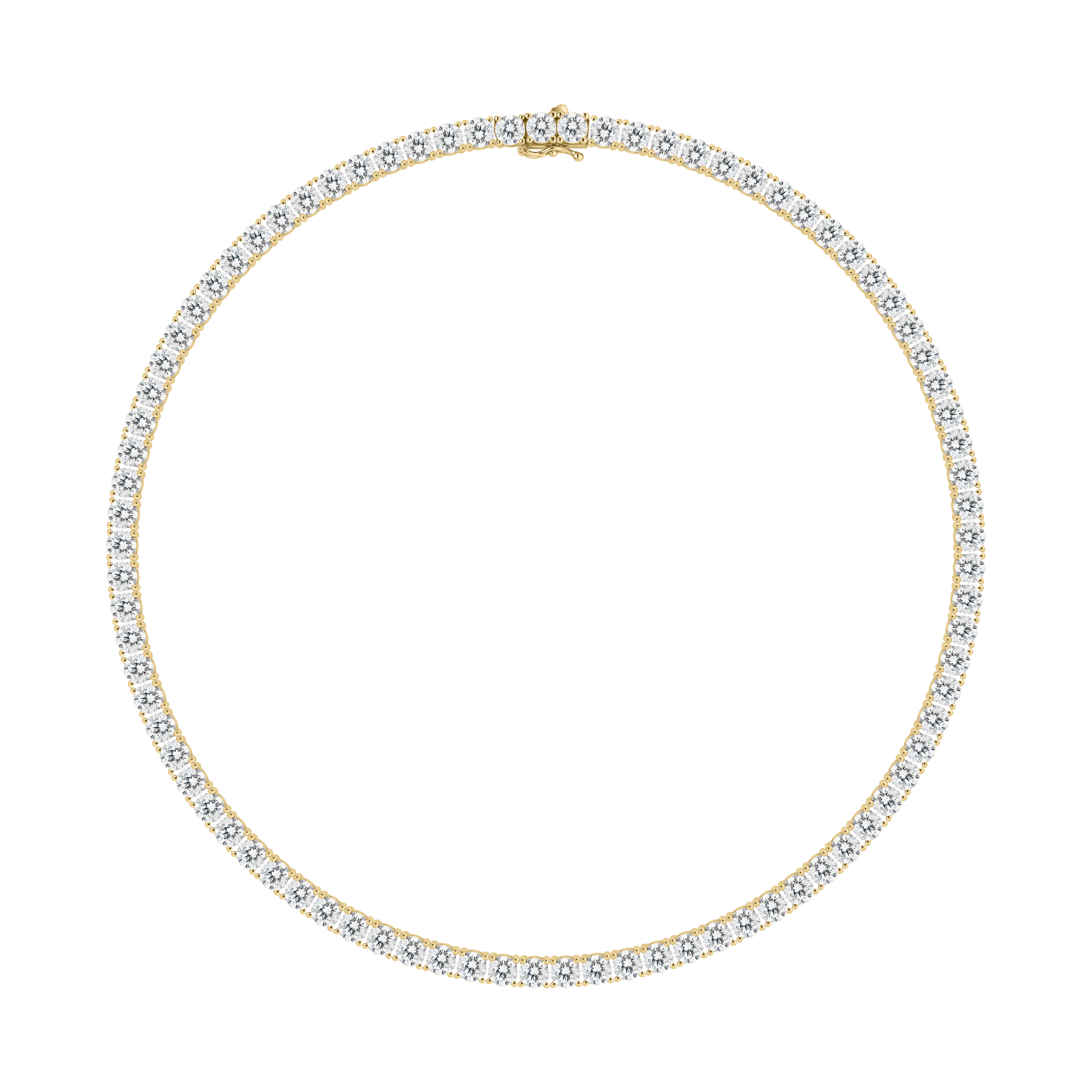 Cubic Zirconia & 18K Yellow Gold Over Sterling Silver 4-Prong, 5mm Tennis Necklace