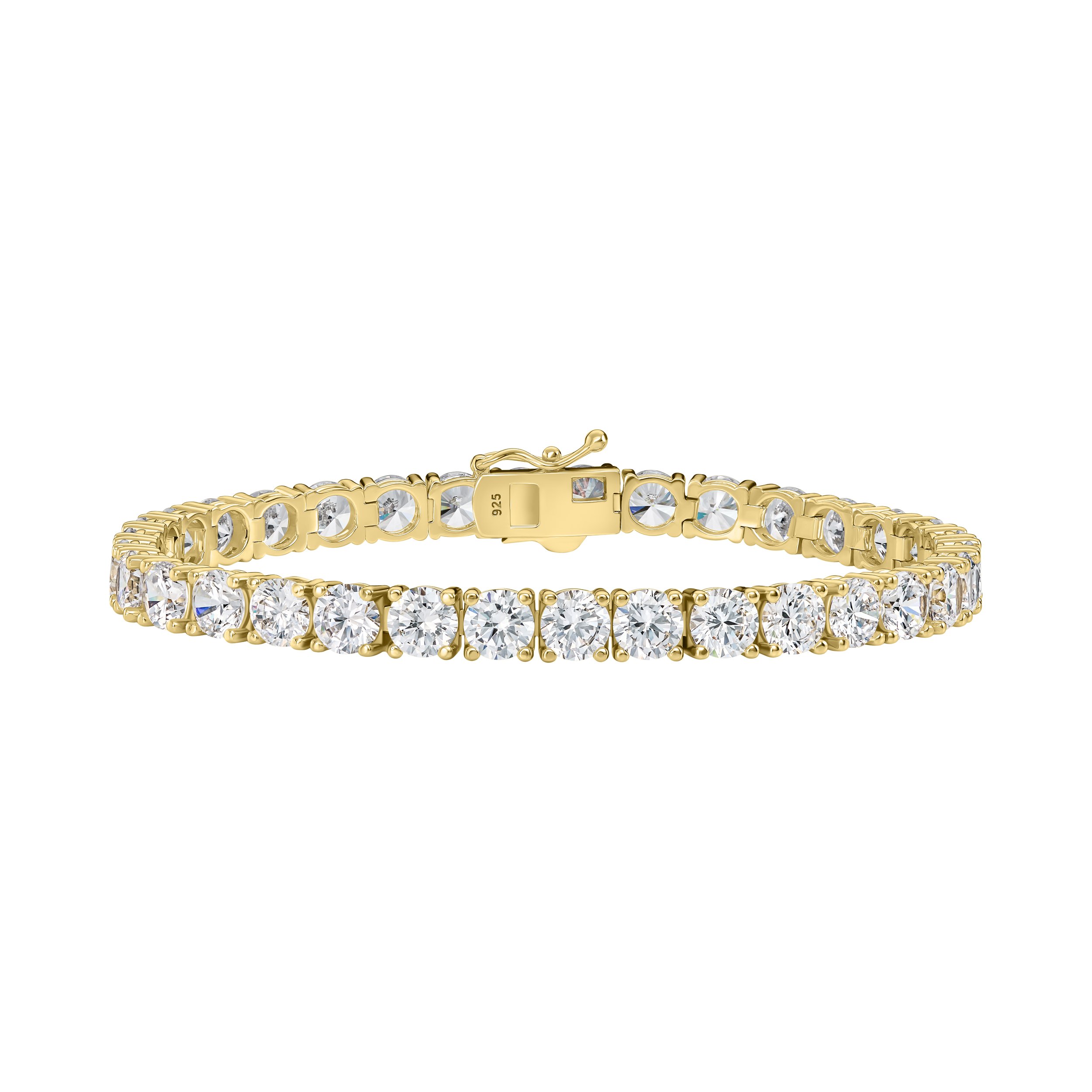 Cubic Zirconia & 18K Yellow Gold Over Sterling 4-Prong, 5mm Tennis Bracelet