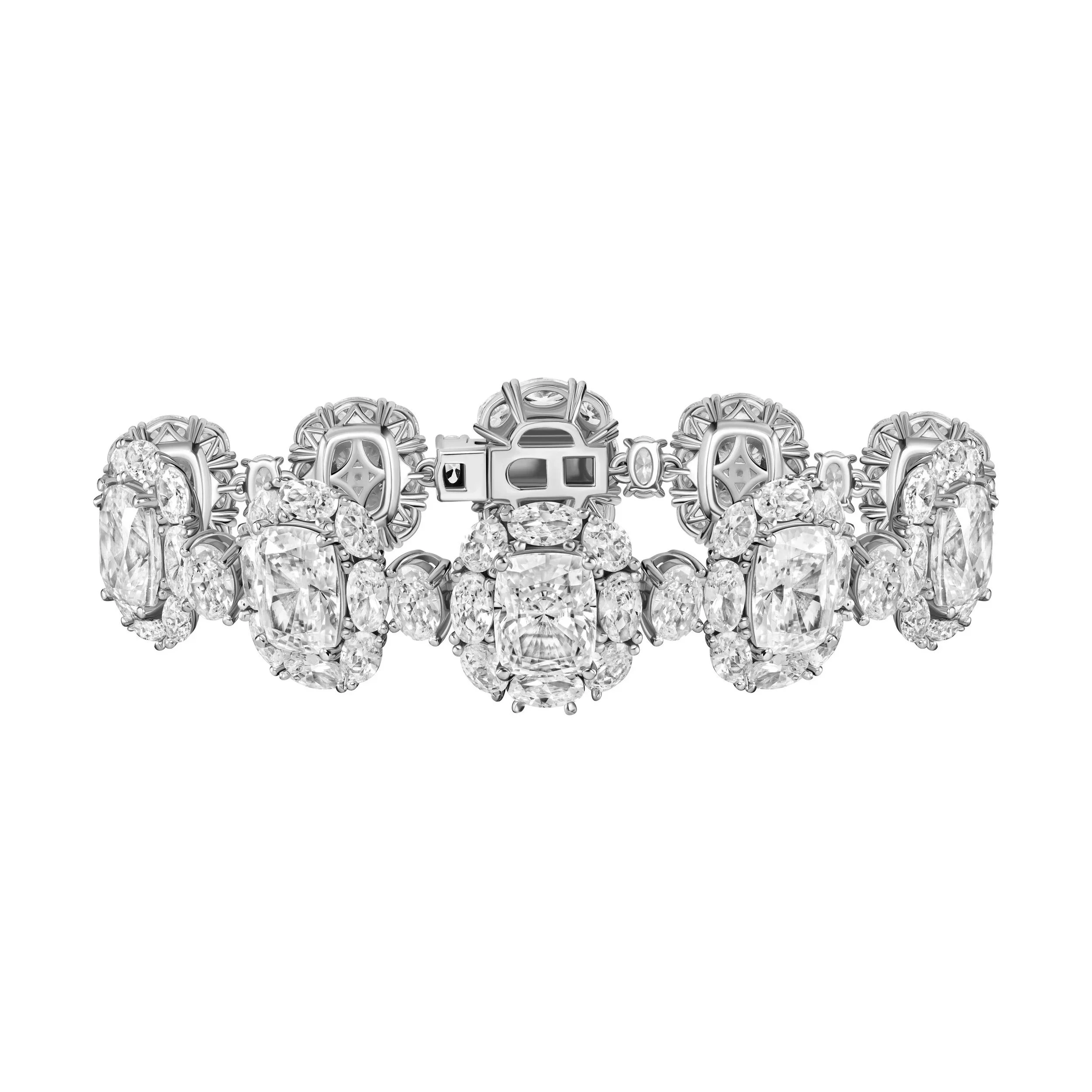 Cubic Zirconia & Platinum Over Sterling, Cushion & Oval-Cut Tennis Bracelet
