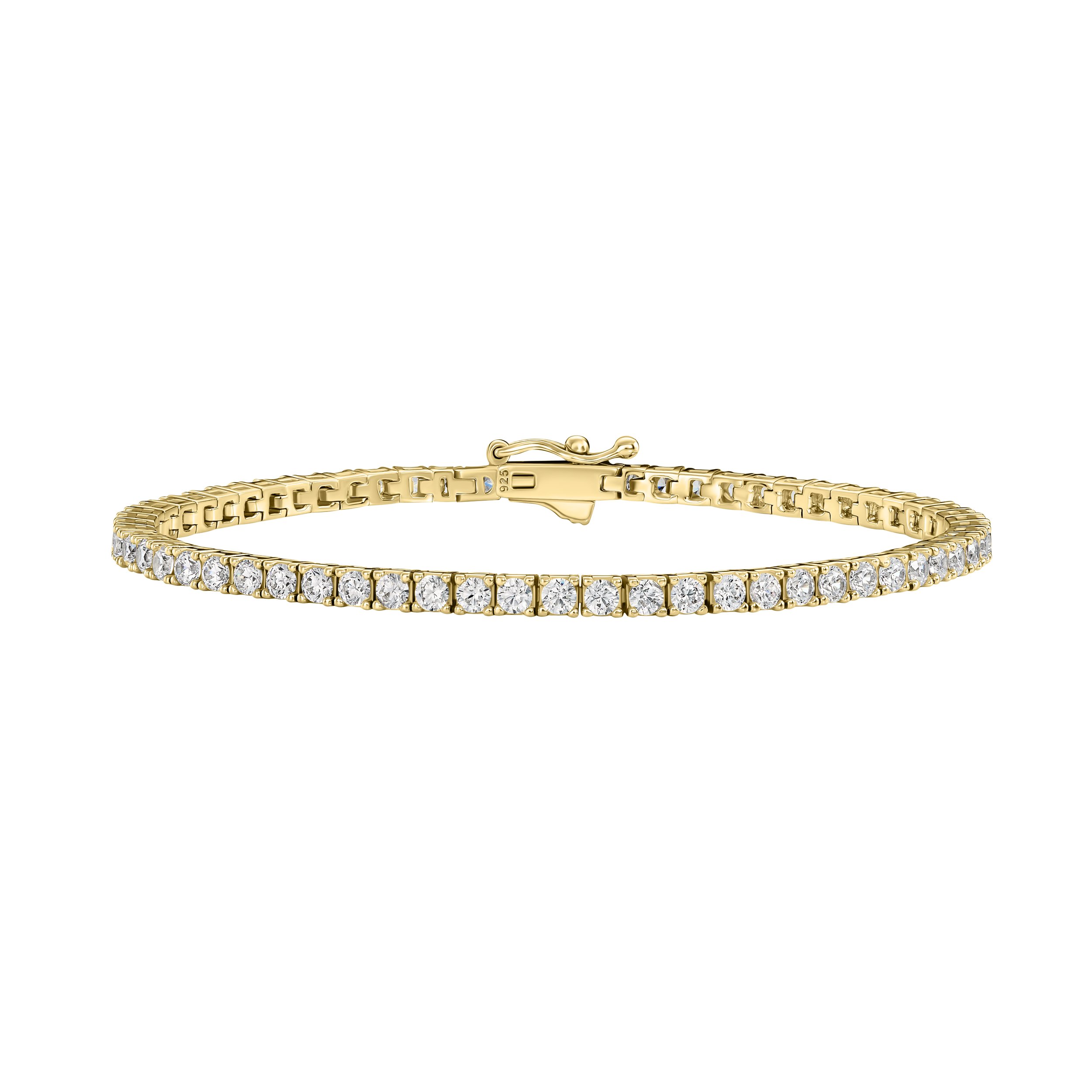 Cubic Zirconia & 18K Yellow Gold Over Sterling 4-Prong, 2.5mm Tennis Bracelet