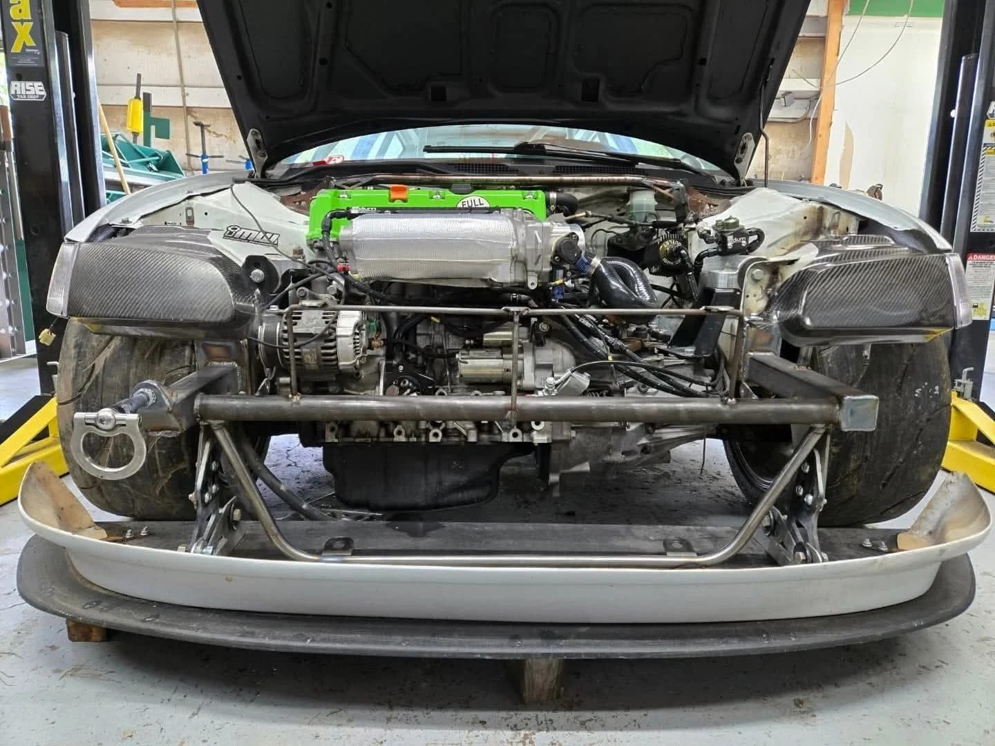 @function0 knocking out this quick and simple front for an #eg6 track car that had an unfortunate off. 
#risefabshop #riseandgrind #fabshop #civic #eg6 #ek9 #Honda #racecar #trackcar #k20 #k24
