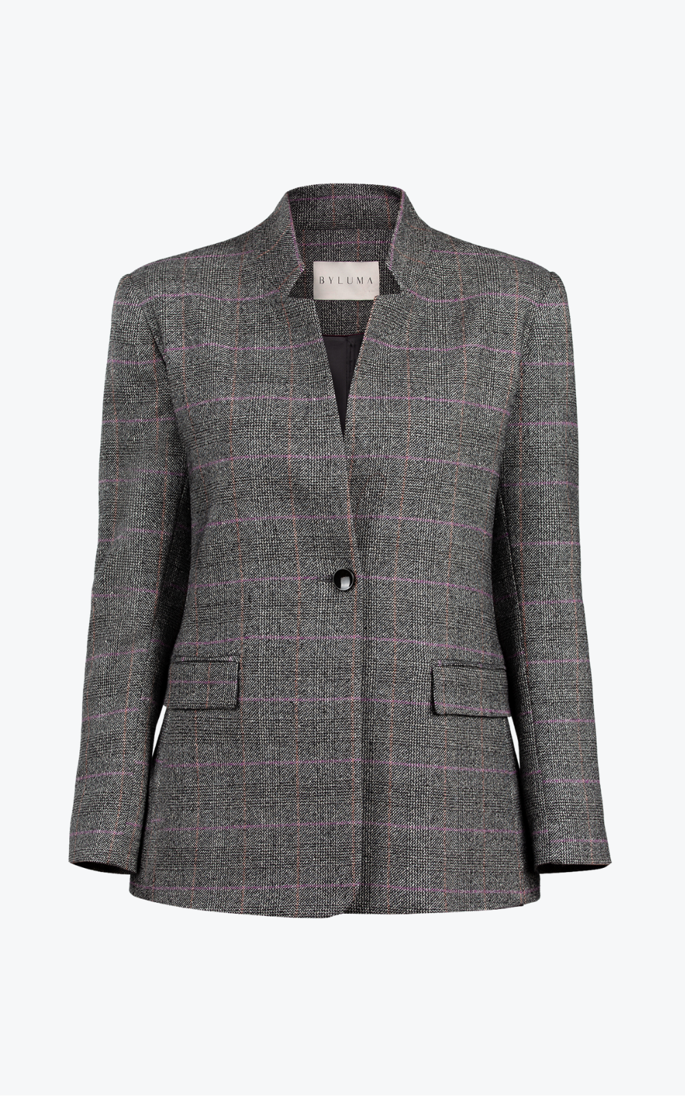 grey checked longline blazer