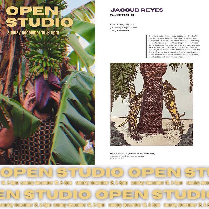 Tomorrow 🌿🌿🌿 Sunday, December 18 from 6-8pm, AIR @jacoubreyes is hosting an open studio at @midtown24 in South Florida. If you are in the area stop by, or message Jacoub for more info!
.
.
.
#americanlandmarkartists #artistresidencyprogram #artist
