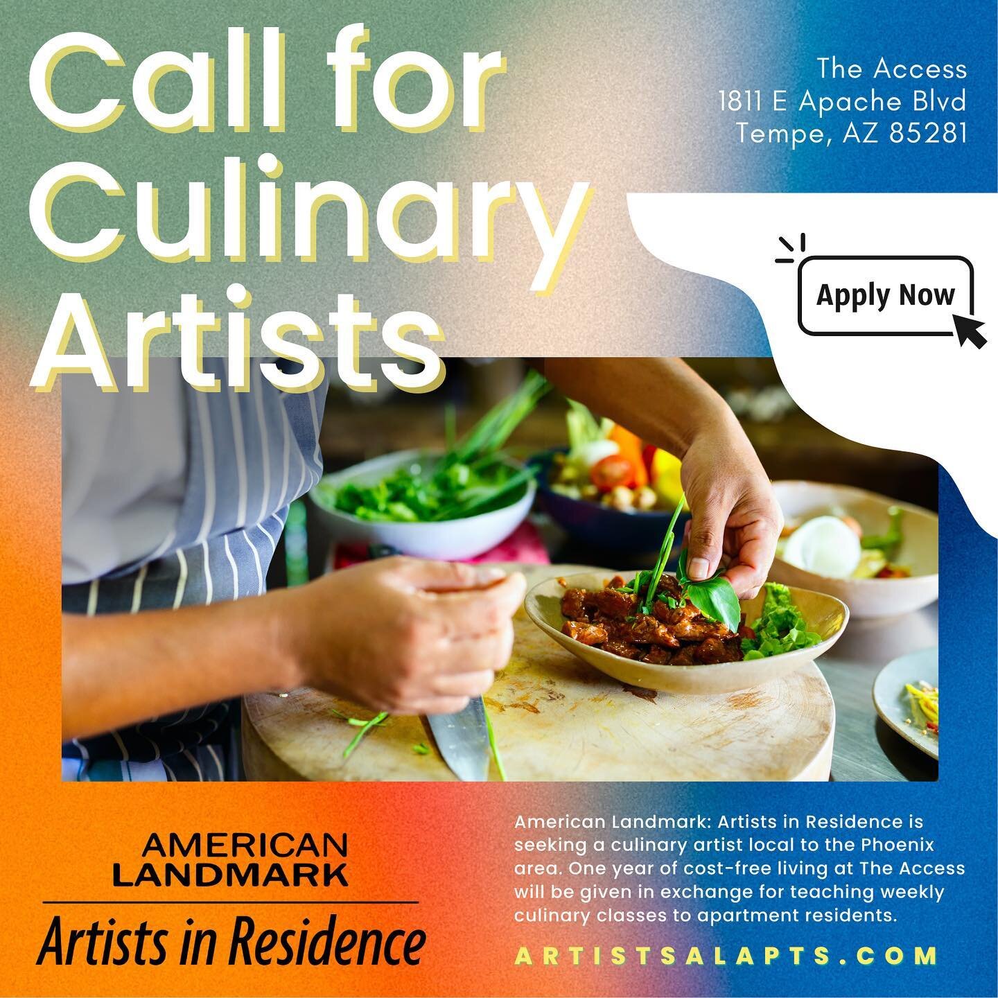 We are currently accepting applications for a Culinary Artist position located at The Access - 1811 E Apache Blvd, Tempe, Arizona 85281. Culinary artists local to the Tempe/Phoenix area who are interested in expanding their practice in a community-fo