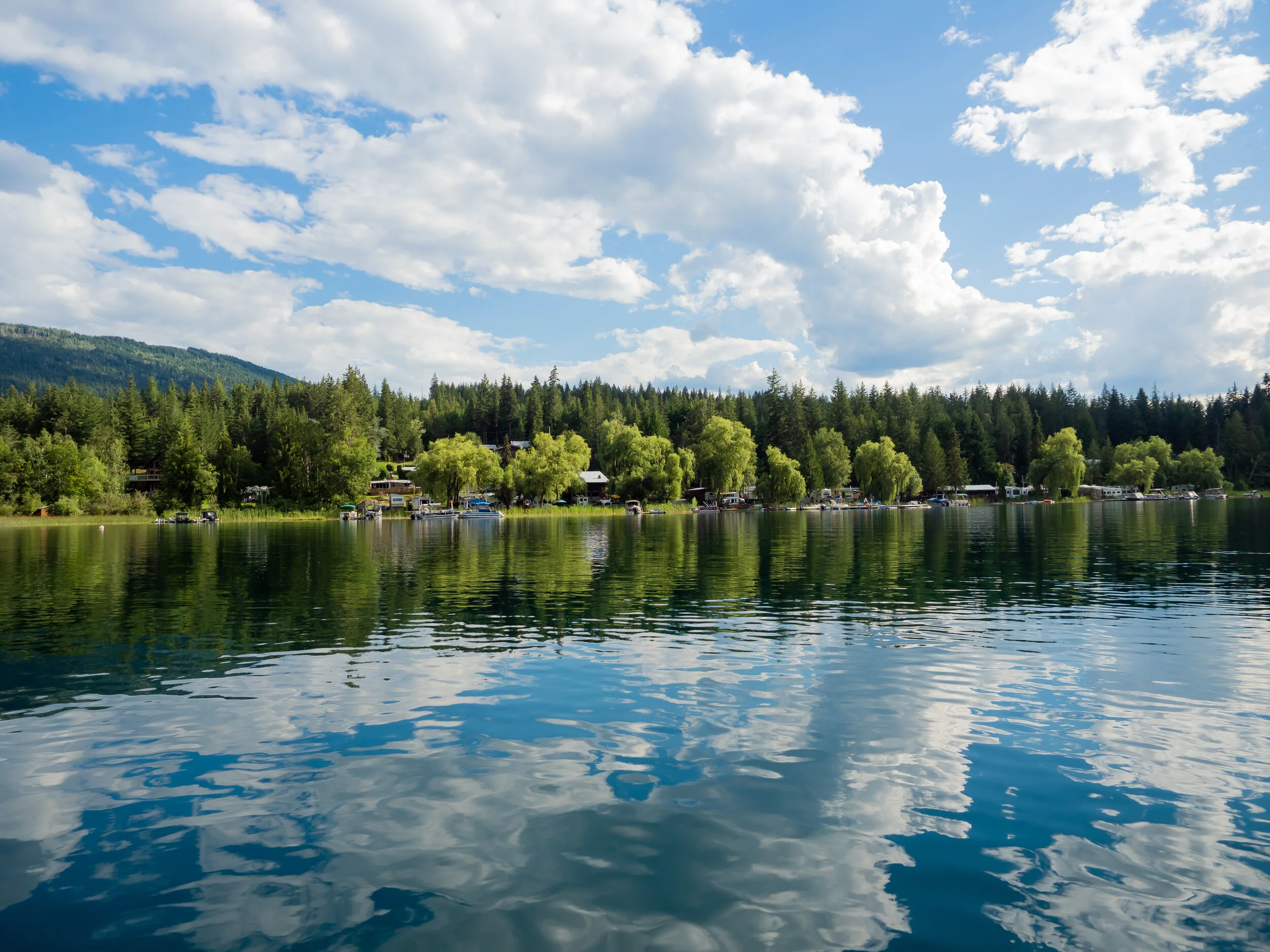 Natural reflection of the sky in the lake