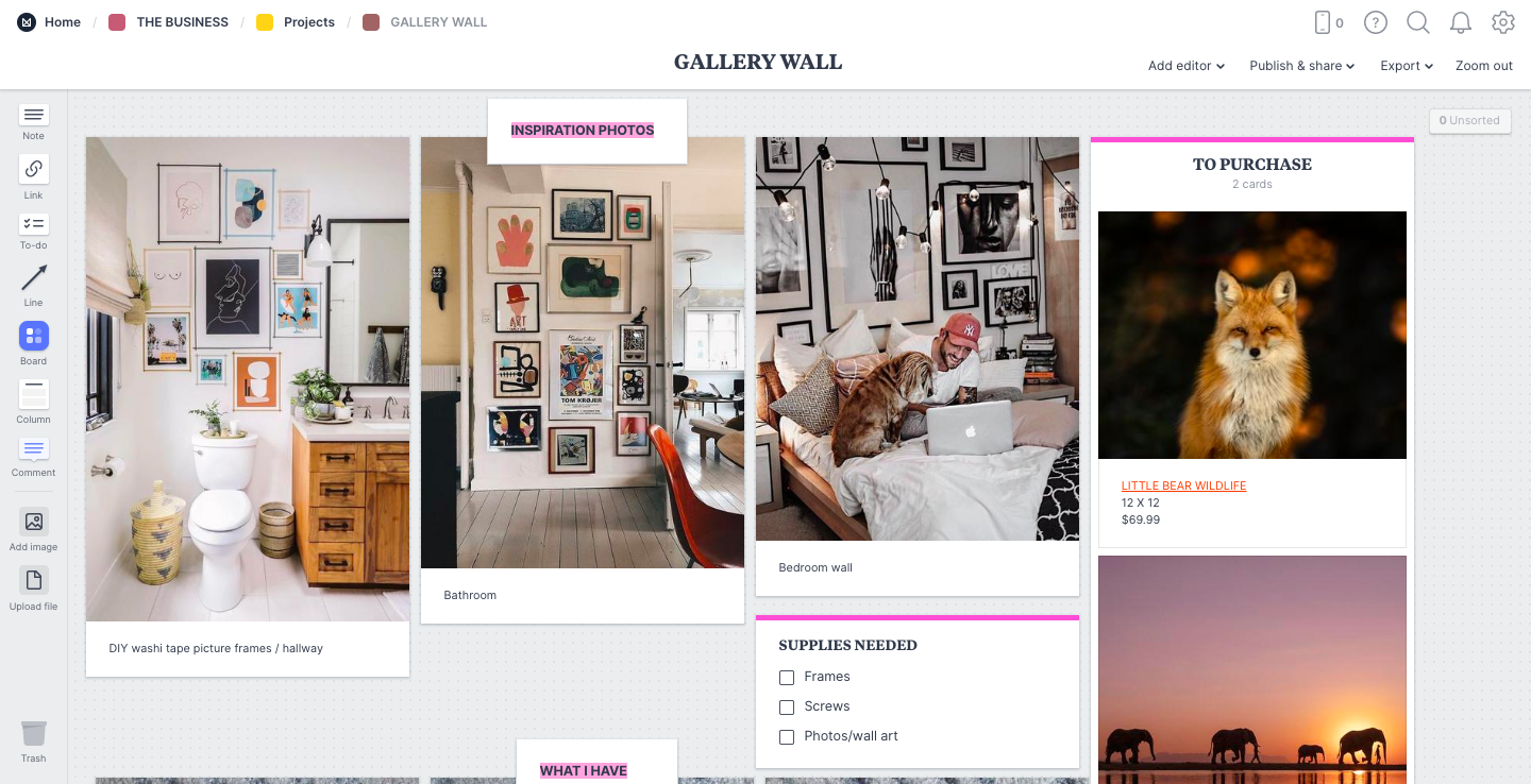 Using Milanote to Plan a Gallery Wall Project