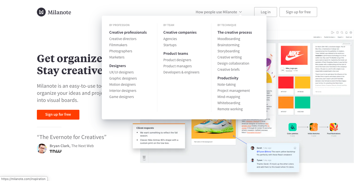 How People Use Milanote on their Website