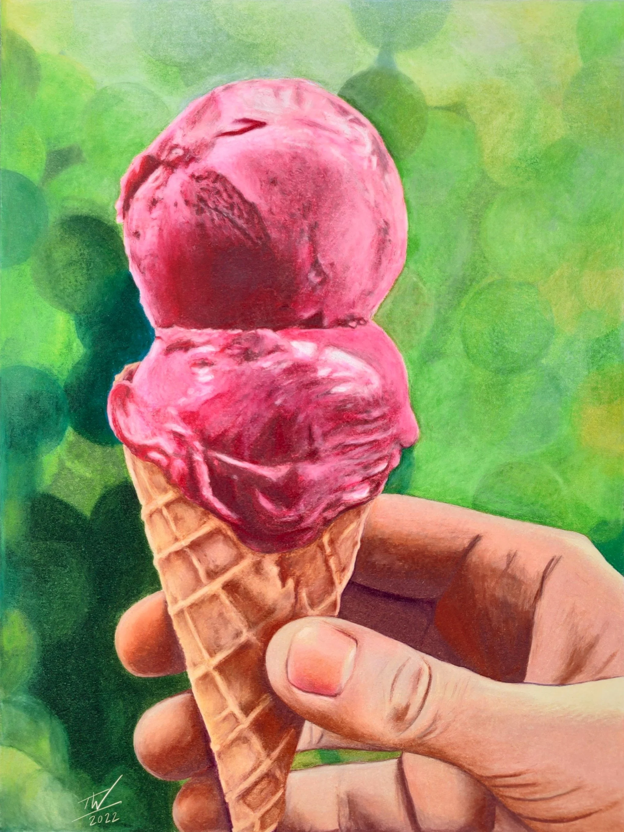 Summer Pink - colored pencil 