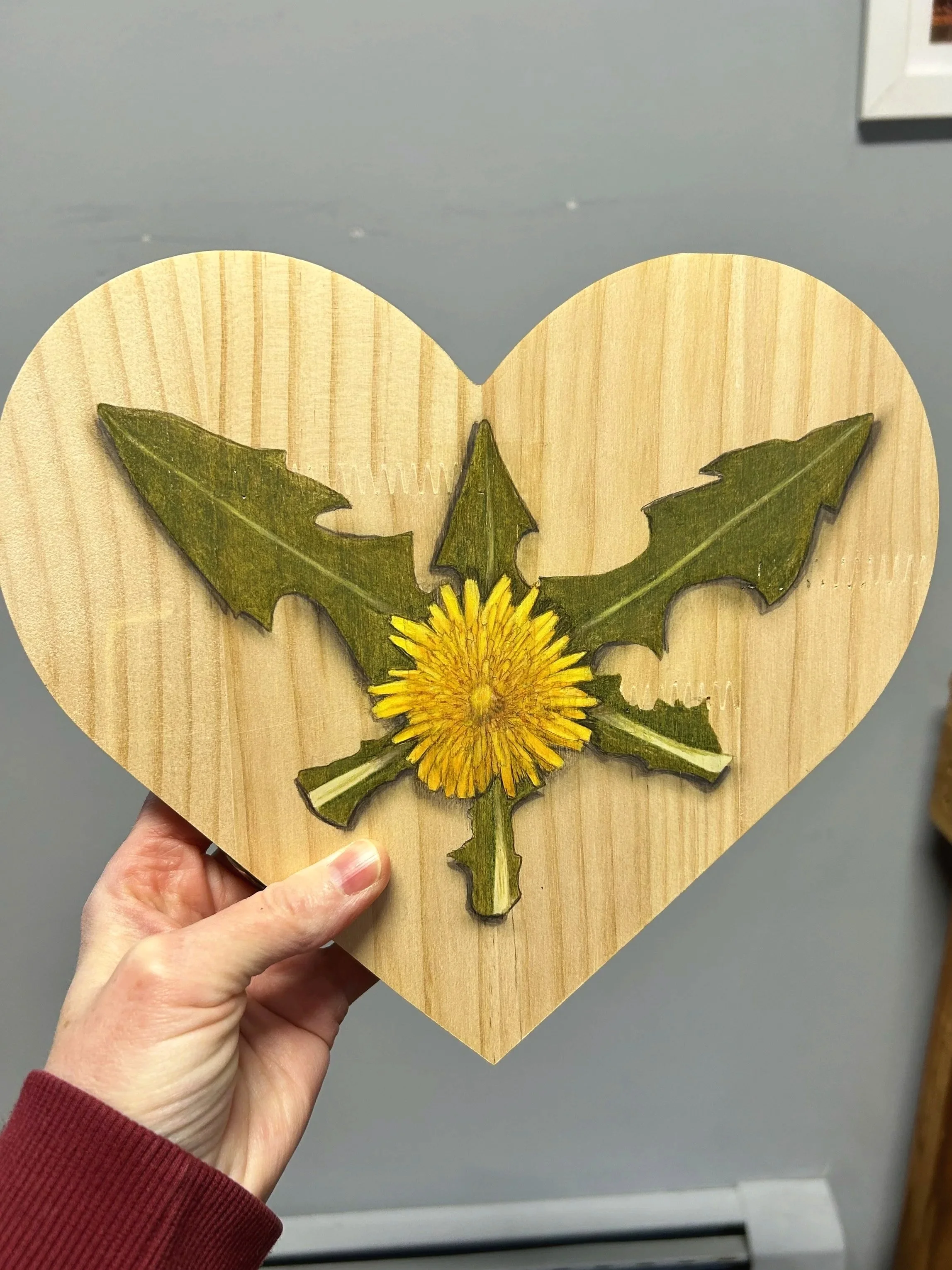 Spring Sigil - colored pencil on wood 