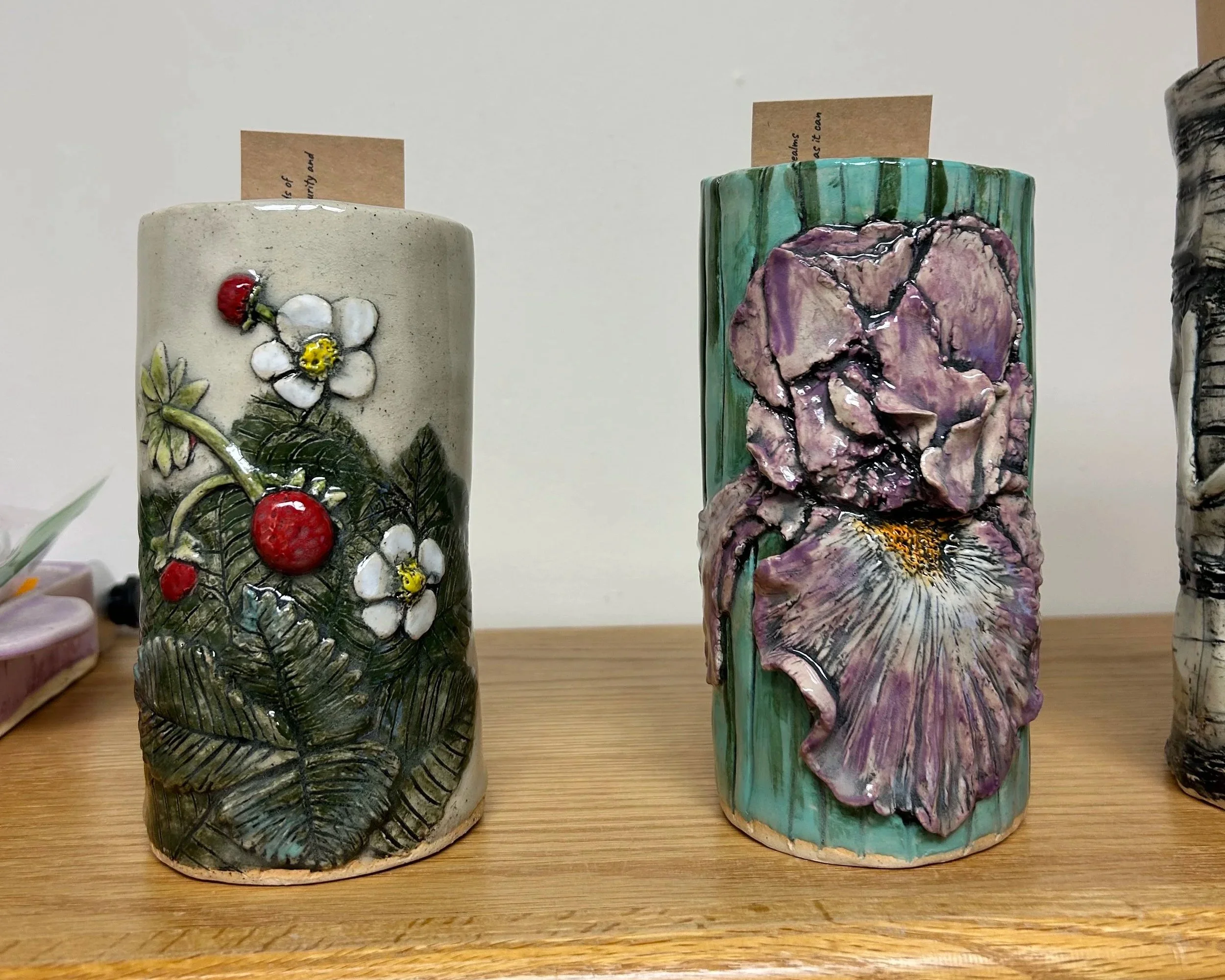 Ceramic flower vases- Strawberry and Iris