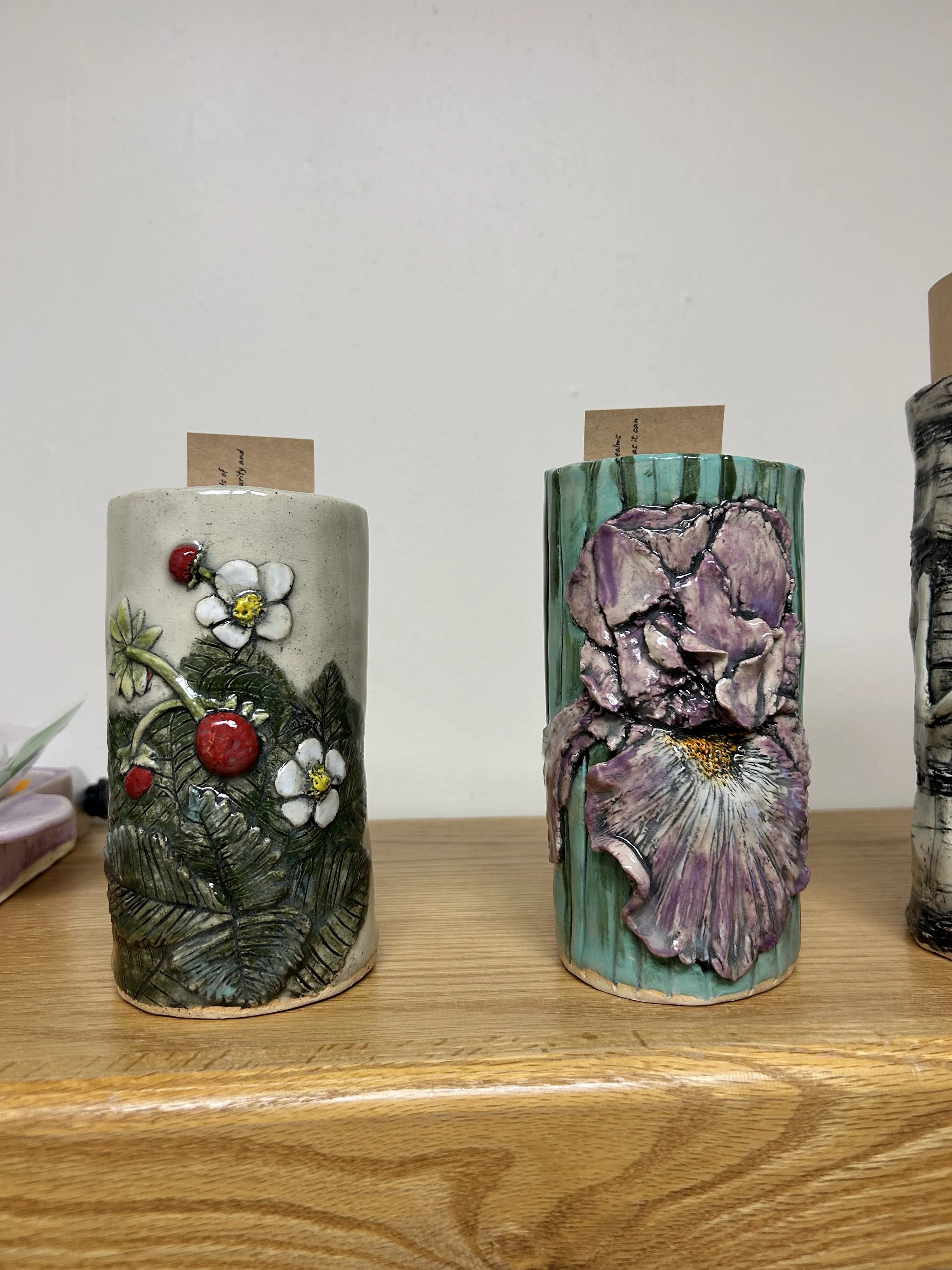 Ceramic flower vases- Strawberry and Iris