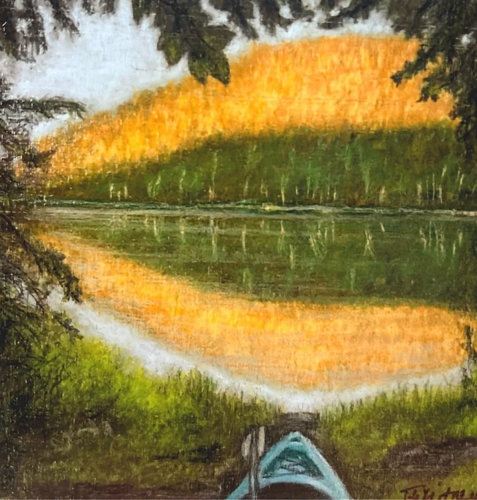 Kayak Ready - colored pencil on wood