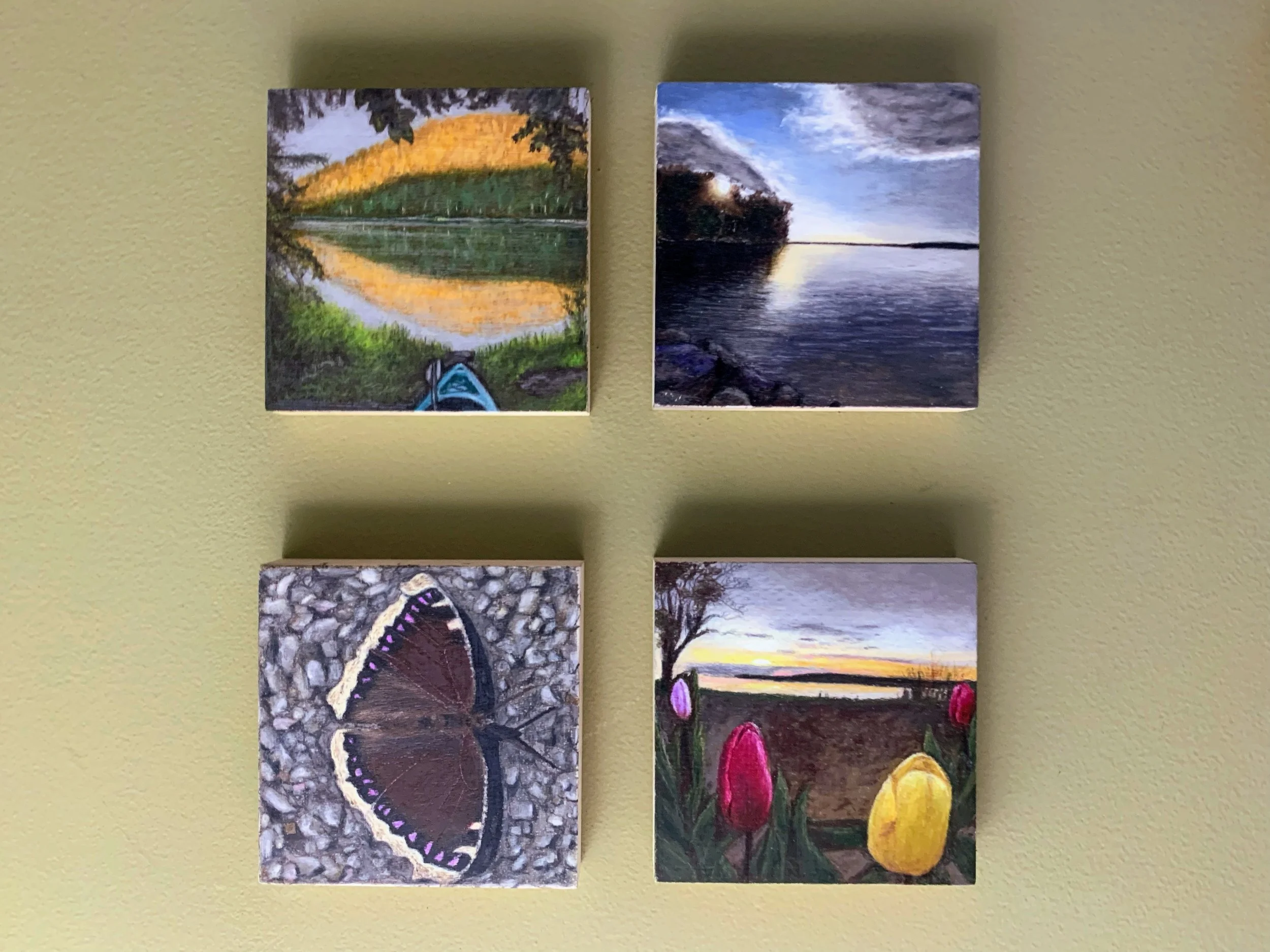 Colored pencil works on wood