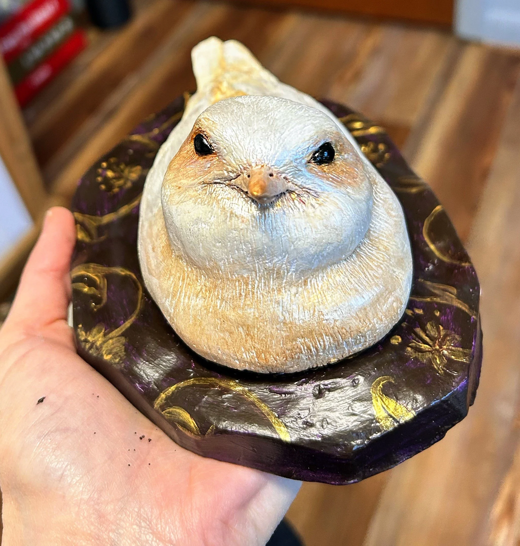 Caladrius Looks Right At You - ceramic, acrylic 