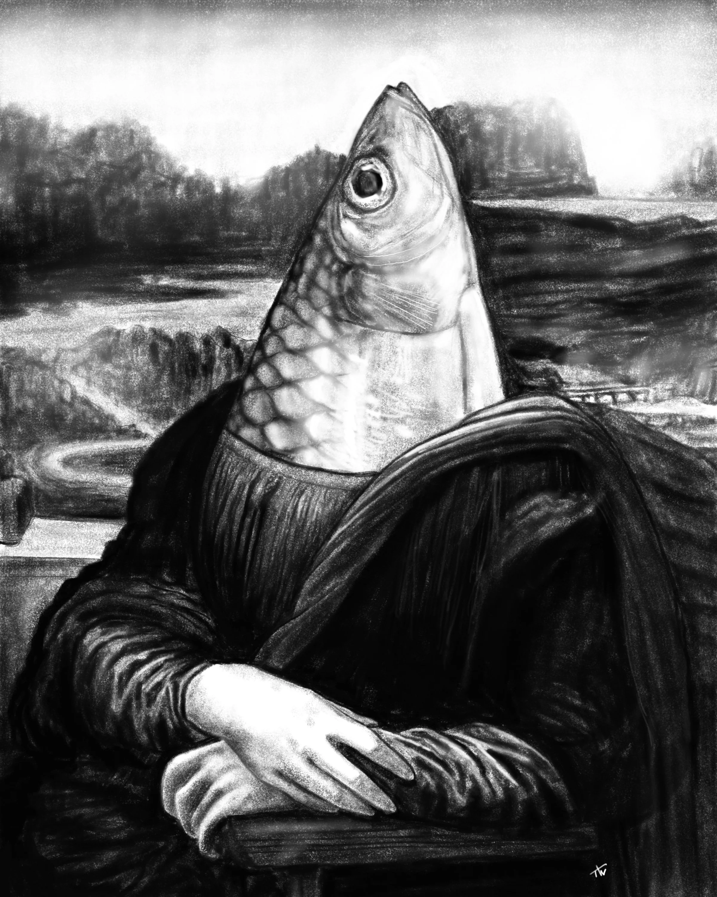 A Fish out of Water Series: Mona Lisa
-digital illustration 
