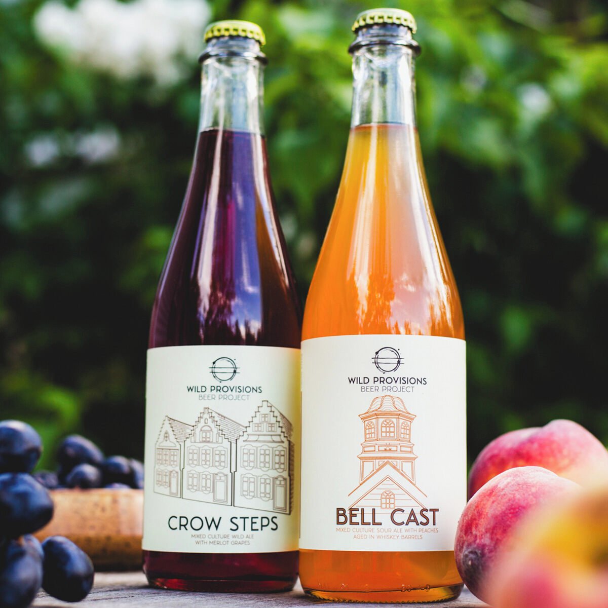 Drumroll, please... We're releasing 2 new mixed culture ales this Saturday, May 18th! Crow Steps, a wild ale with Merlot grapes, and Bell Cast, a sour ale with peaches aged in Stranahan's whiskey barrels. The perfect duo for spring sipping! In bottle