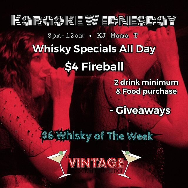 TONIGHT!!! Wednesday Night &bull; Happy Hour 4pm-7pm &bull; Karaoke 8pm to 12am &bull; hosted by KJ MAMA T @mamaf_ingt of @kd_promo &bull; Giveaways &bull; $4 Fireball &bull; Sanitized Microphones and stands &bull; See you soon! 🏆BEST DIVE BAR OC - 