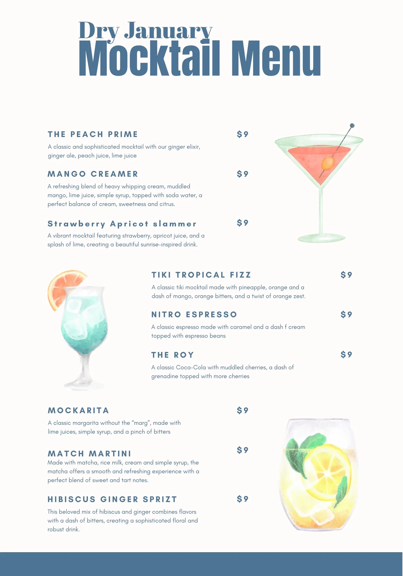 DRY JANUARY MOCKTAIL MENU