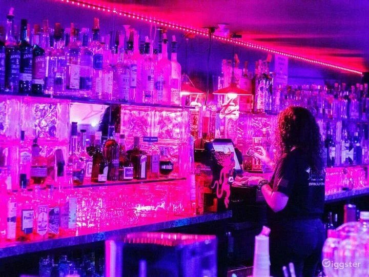 The Vintage bar lit up for a team night