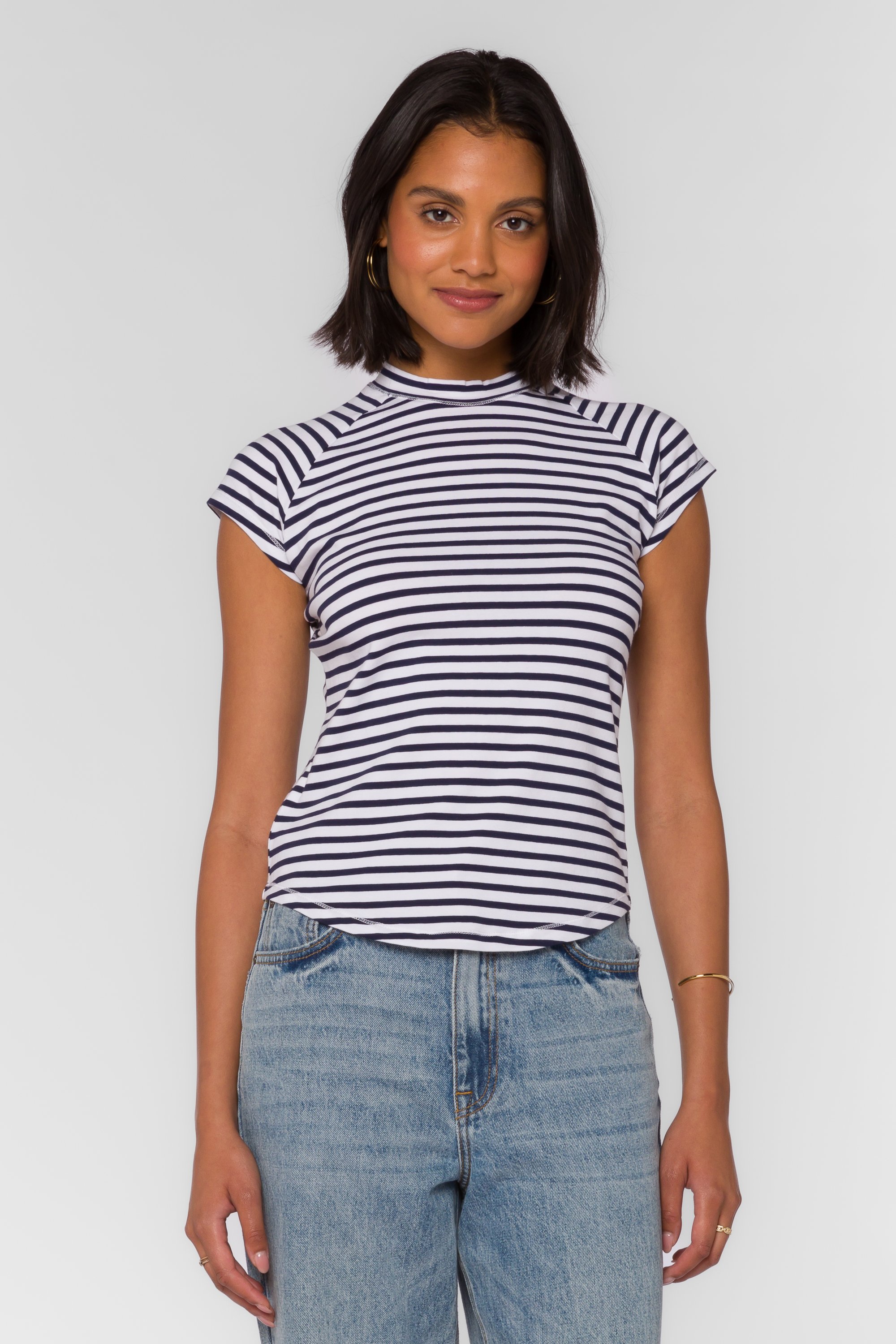 Coming Soon Holton Top in Navy Stripe