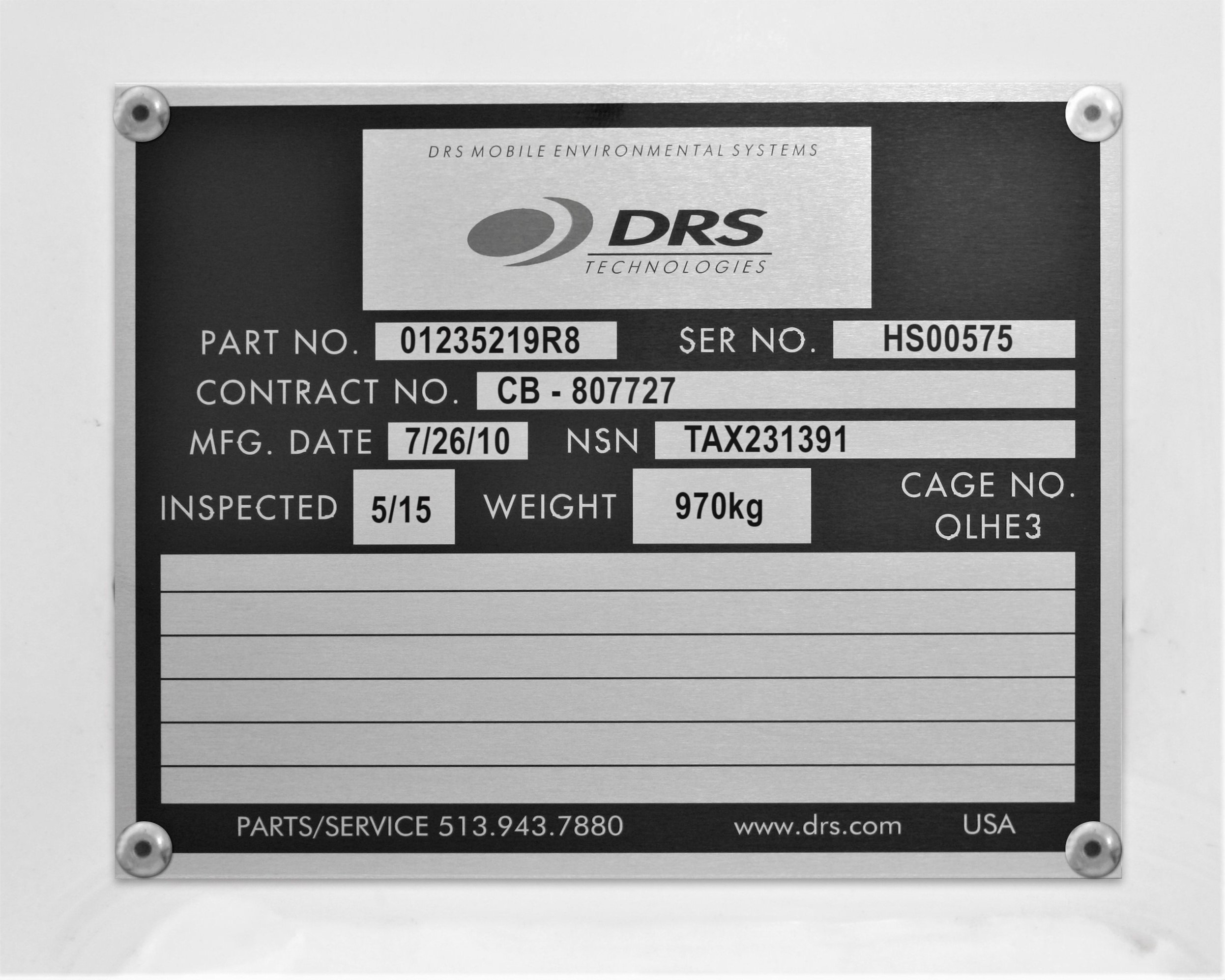  Custom Engraved Aluminum Serial Number Plate : Automotive