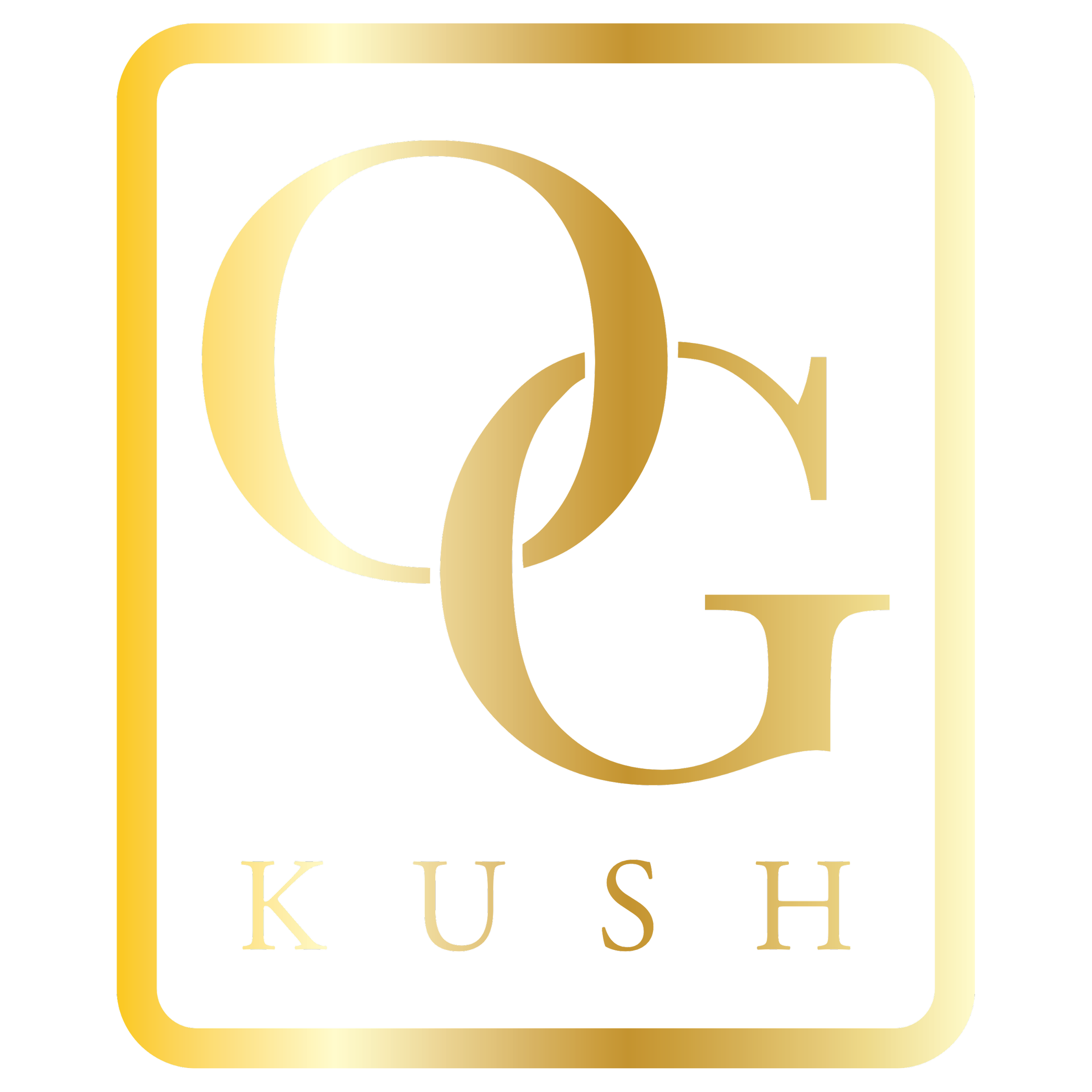 Wonderbrett OG Kush logo, gold interlocking "OG" lettering with "KUSH" in gold serif text below, framed in a gold-bordered rectangle