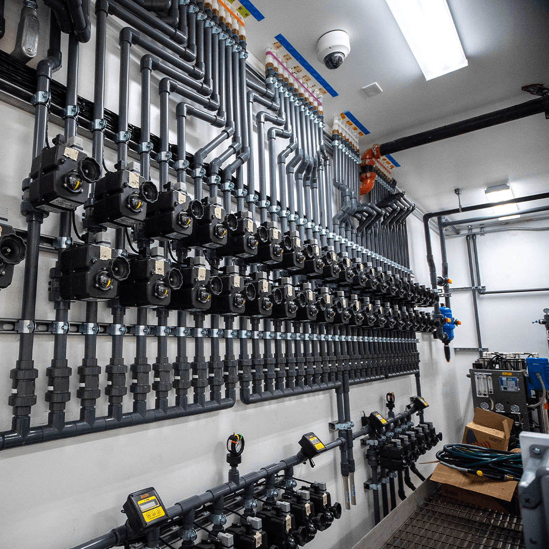 Custom irrigation system at Wonderbrett's Long Beach cultivation facility