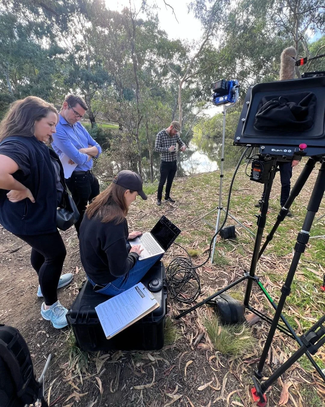 Behind the scenes for a piece to camera with VicGrid.

Our agile crew of 3-4 can deliver high end results quickly, providing: 

* A big teleprompter to make reading scripts natural for all levels of presenters 
* Clear sound (lapel and shotgun mic) f