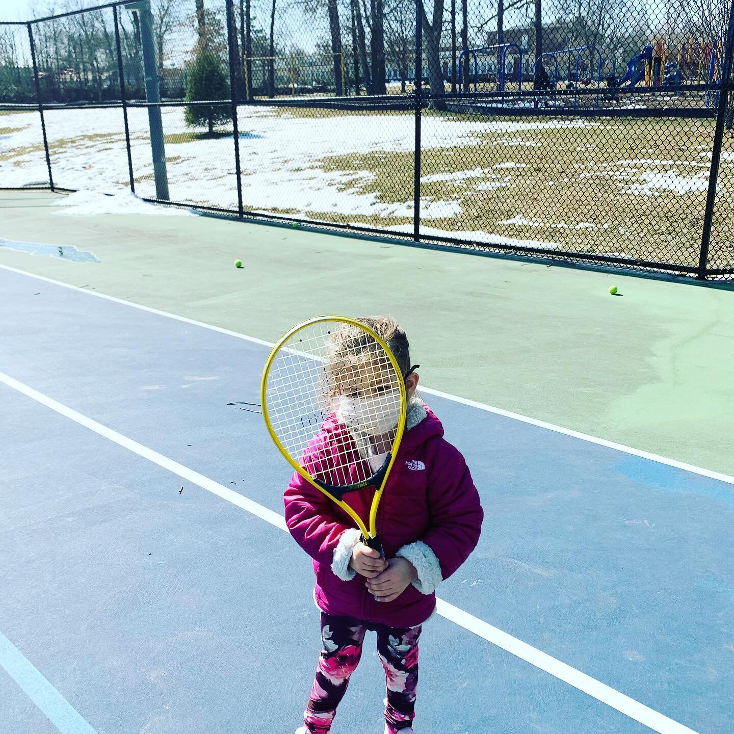 She watched tennis on tv to prepare for her first lesson! #summitmoms #summitnj #summit #activtiesforkids #activtiesforkidsinessex #tennisforkids #tennislessonsforkids