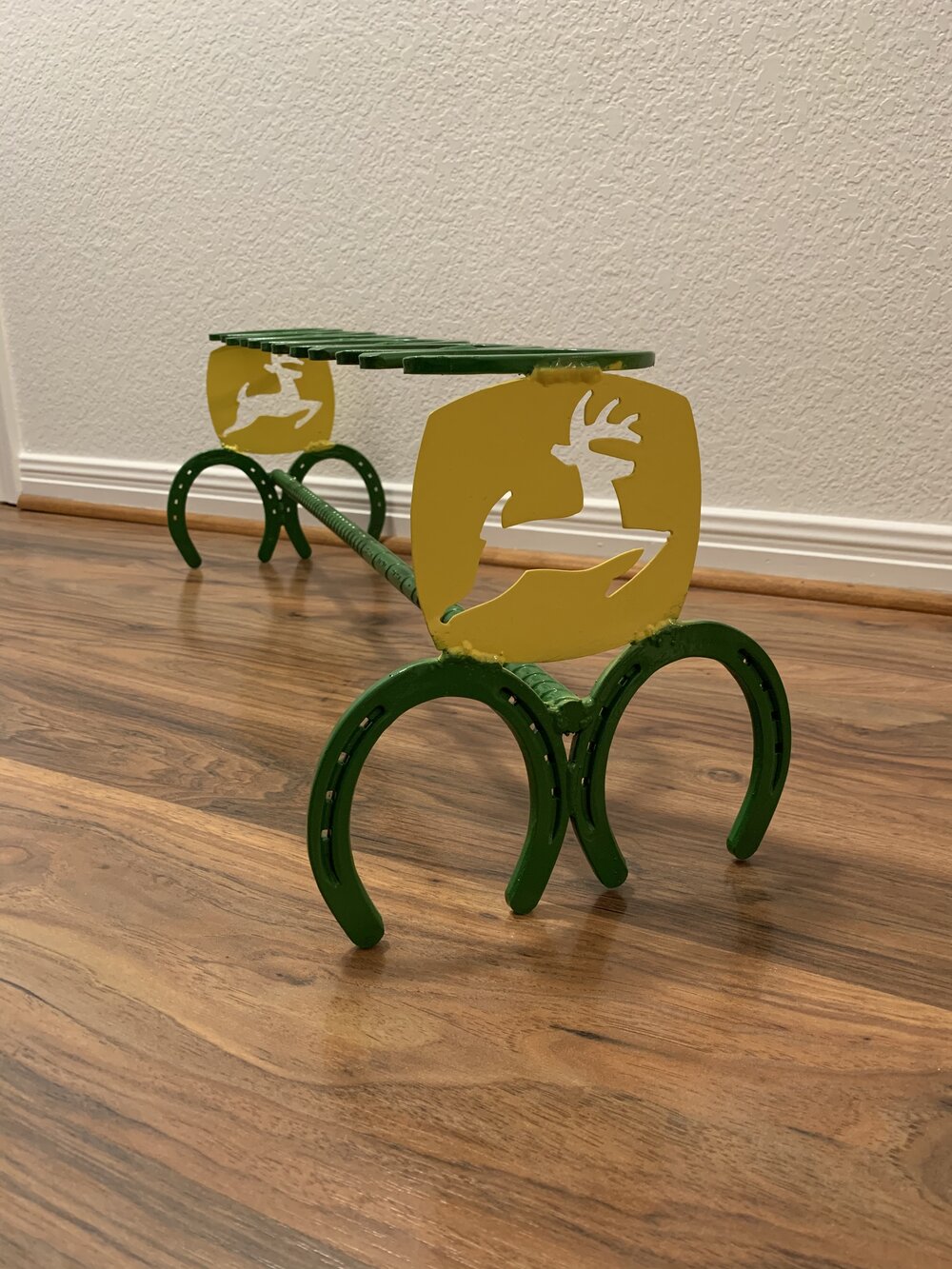 Boot rack made deals out of horseshoes