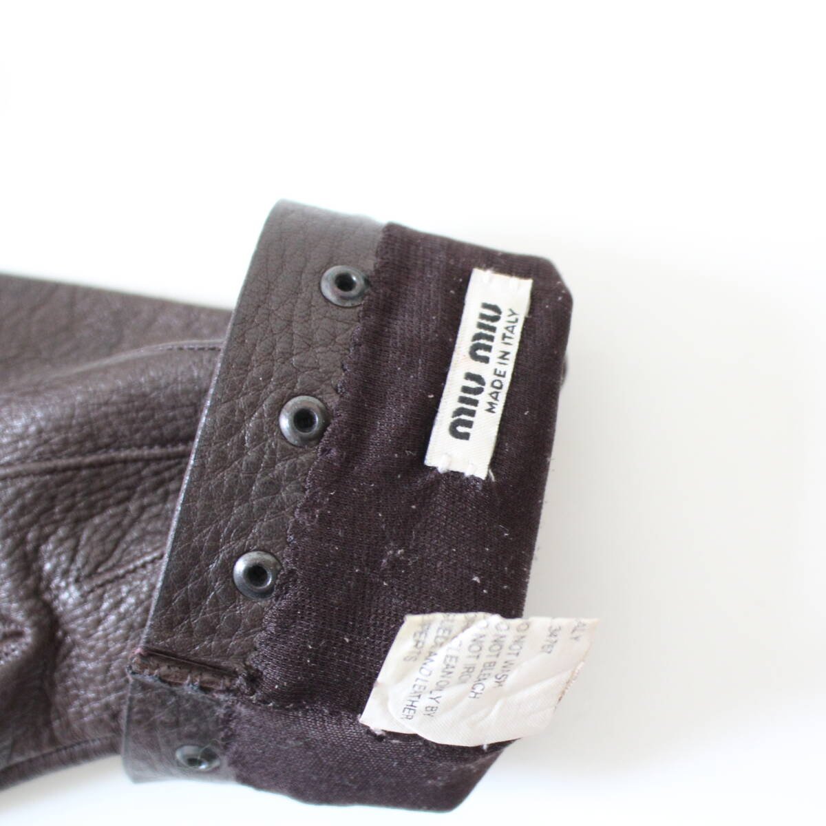 Miu Miu Brown Leather Studded Gloves