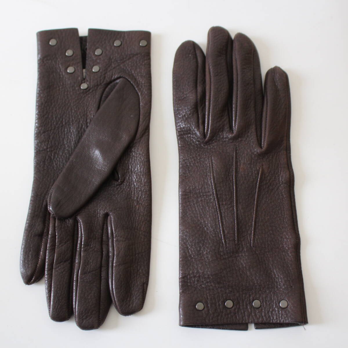 Miu Miu Brown Leather Studded Gloves