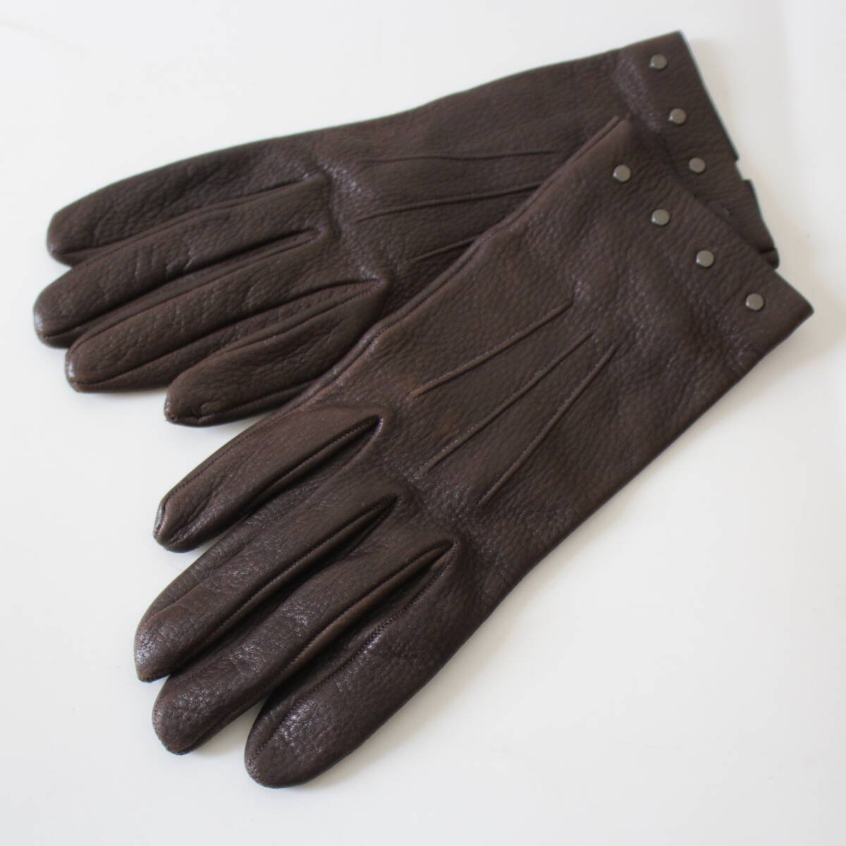 Miu Miu Brown Leather Studded Gloves