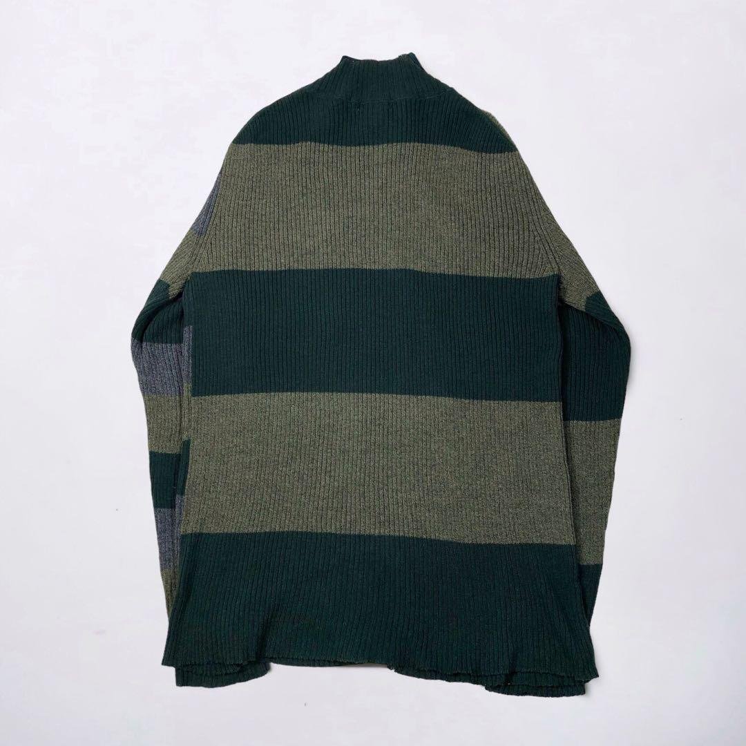 Yohji Yamamoto Autumn Winter 1998 Preproduction Sample, Horizontal Stripe Knit Zip-Up, Multi-Color