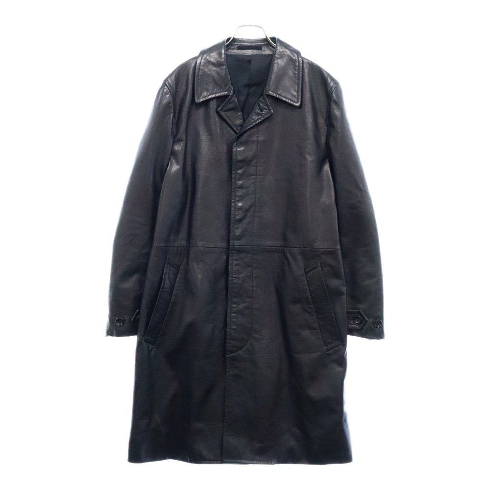 Black COMME des GARÇONS HOMME PLUS AW02 Black Long Leather Jacket