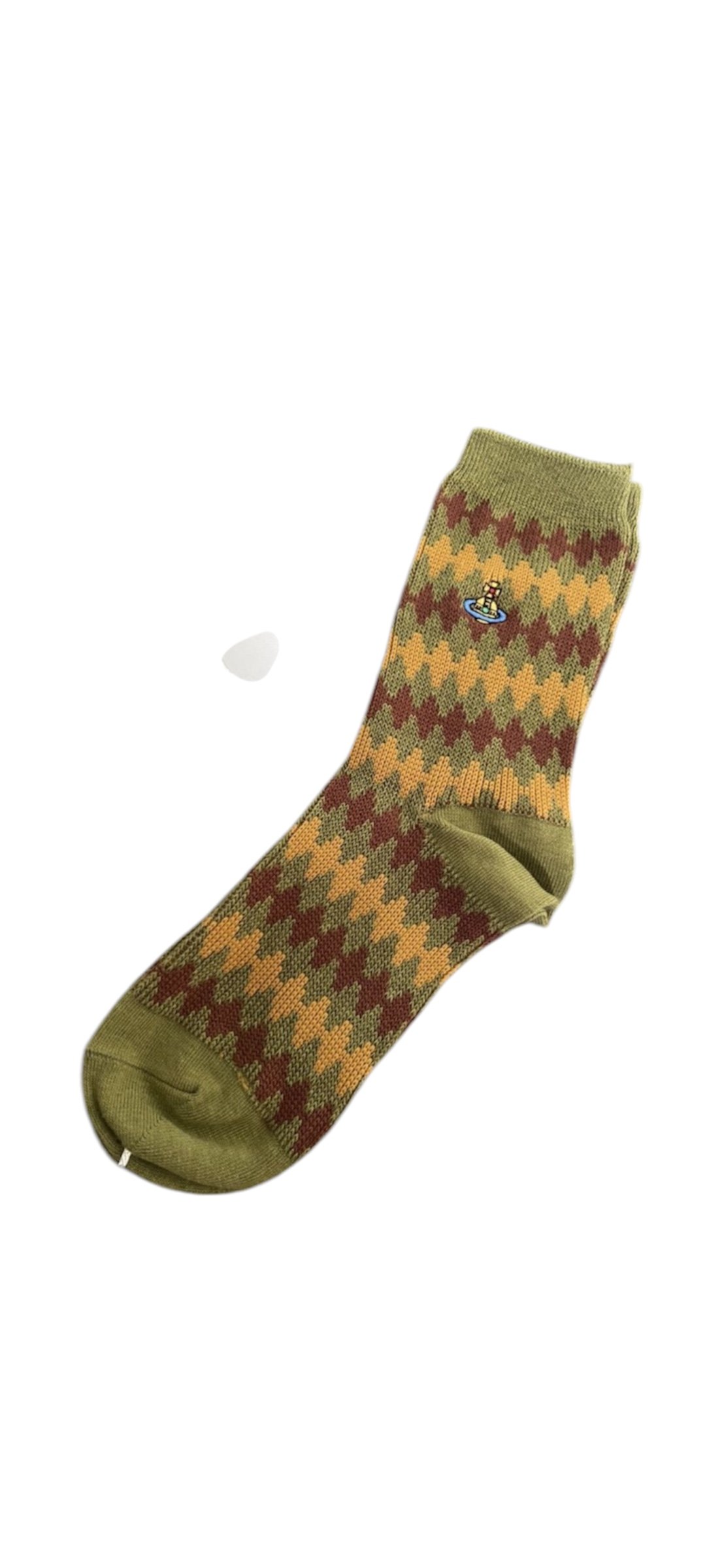 Vivienne Westwood Orb Argyle Print Socks, Green Multi-Color New, Never Worn